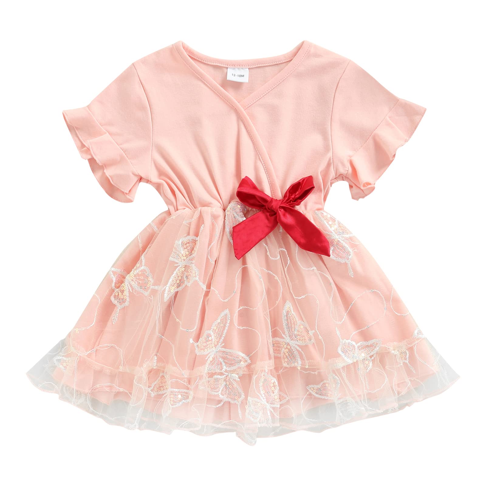 Baby Girl Summer Dress - Lace Short Sleeve Ruffle Tutu One-Piece Outfit for Toddlers & Newborns | Perfect for Birthday Parties, Photo Shoots & Outdoor Play