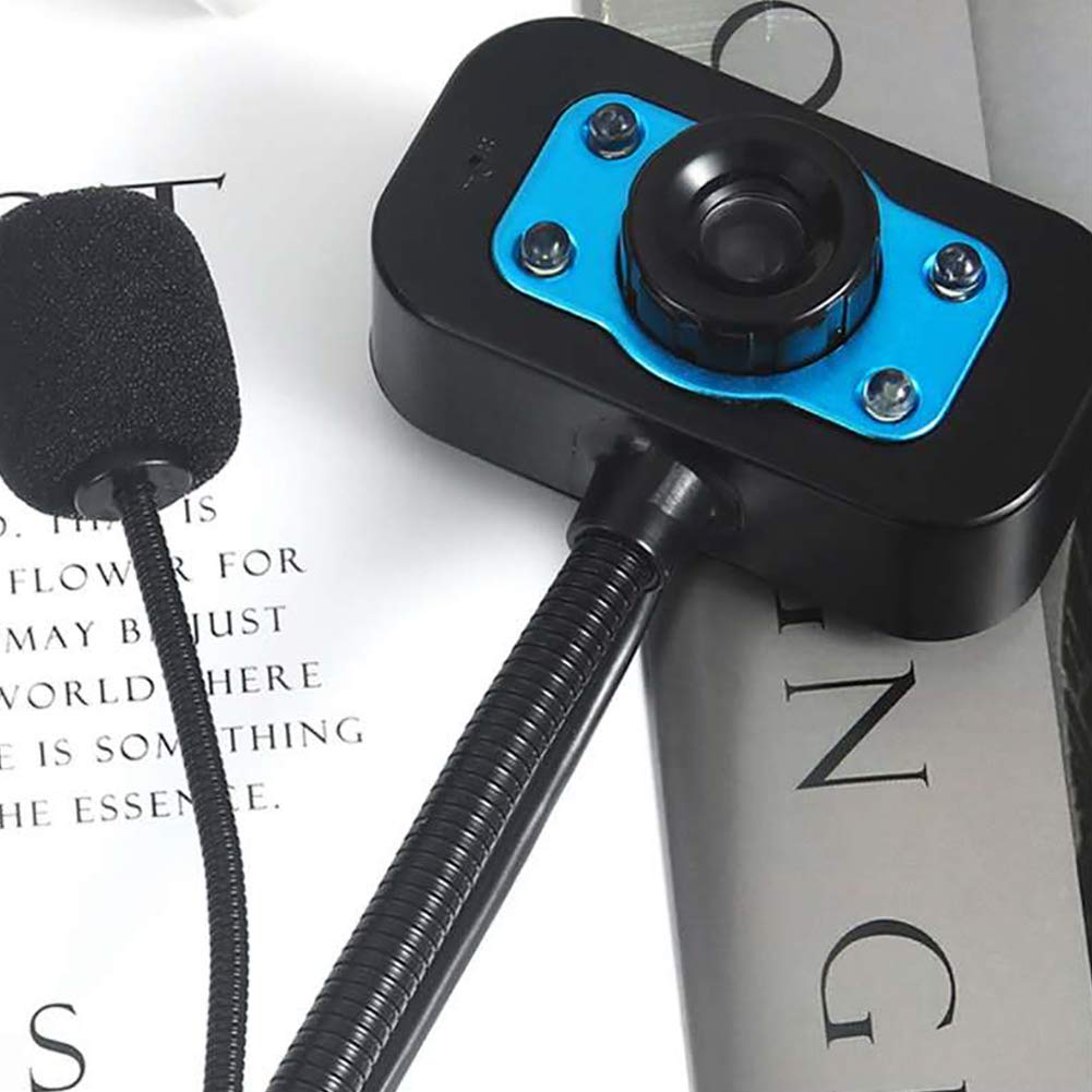 HD Webcam with Built-in Microphone, USB Computer Camera for Laptop & Desktop PC - Night Vision, Video Recording, Video Calling (Black/Blue) - Perfect for Zoom Meetings, Online Classes & Live Streaming