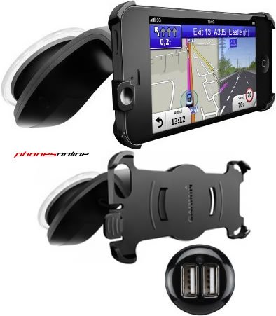 Garmin Universal Car Phone Mount Holder for iPhone 5/6/7/8/X - Secure Dashboard & Windshield Mount - Perfect for GPS Navigation & Hands-Free Driving