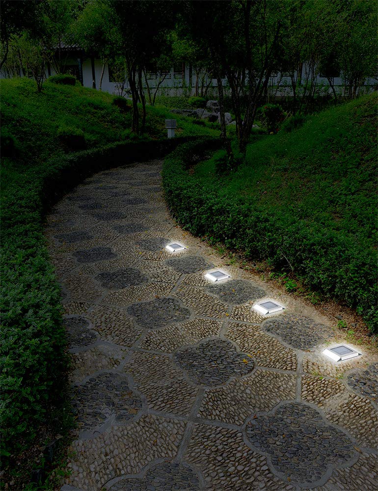 Nature Power 21072 Solar Pathway Lights - 4 Pack Stainless Steel Outdoor Solar Garden Lights for Walkway, Driveway, Patio, Yard & Landscape Lighting
