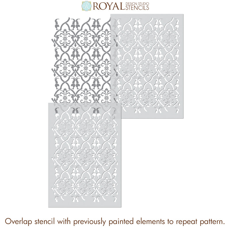Aladdin Damask Wall Stencil - Reusable DIY Painting Template for Home Decor, Bedroom, Living Room & Nursery - Perfect for Wall Art, Accent Walls & Furniture Upcycling