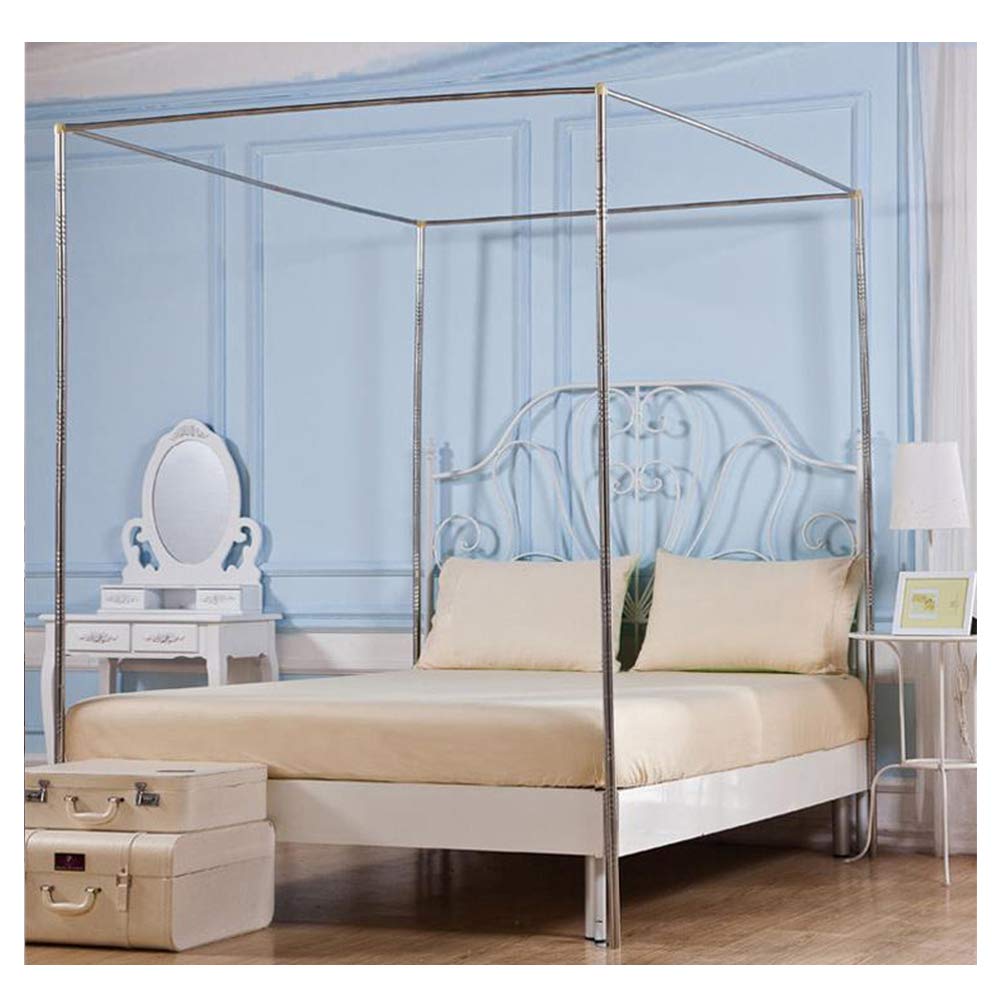 Stainless Steel Bed Canopy Frame with 4 Corner Mosquito Net Brackets - Thickened Spiral Bed Stand Posts for Twin/Full/Queen/King/California King Size Beds (25mm, 1.8×2m) - Perfect for Bedroom Decor, Mosquito Protection, and Romantic Canopy Setup