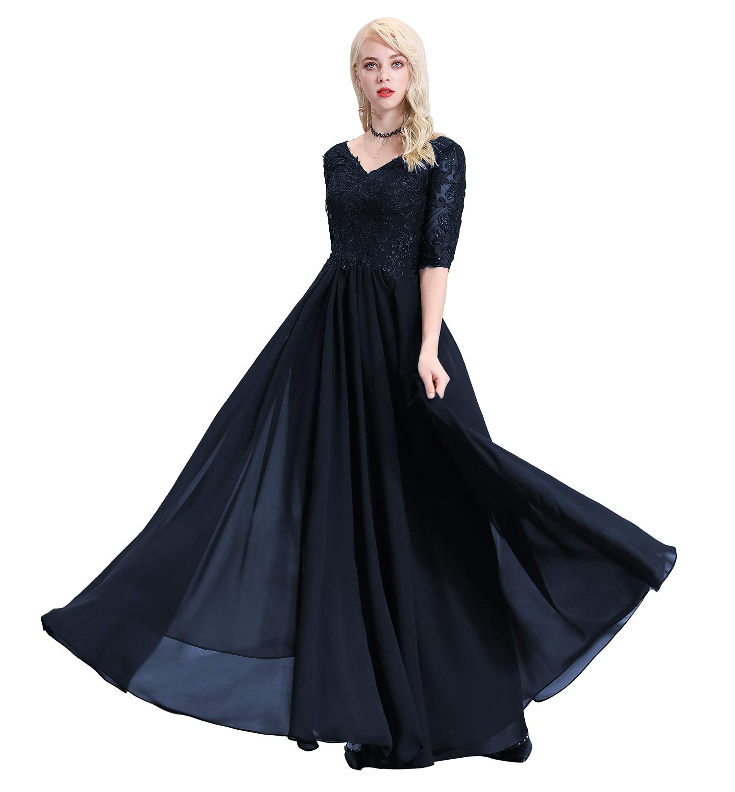 Elegant Plus Size Women's V-Neck Beaded Applique Dress - Perfect for Mother of the Bride, Wedding Guest & Special Occasions