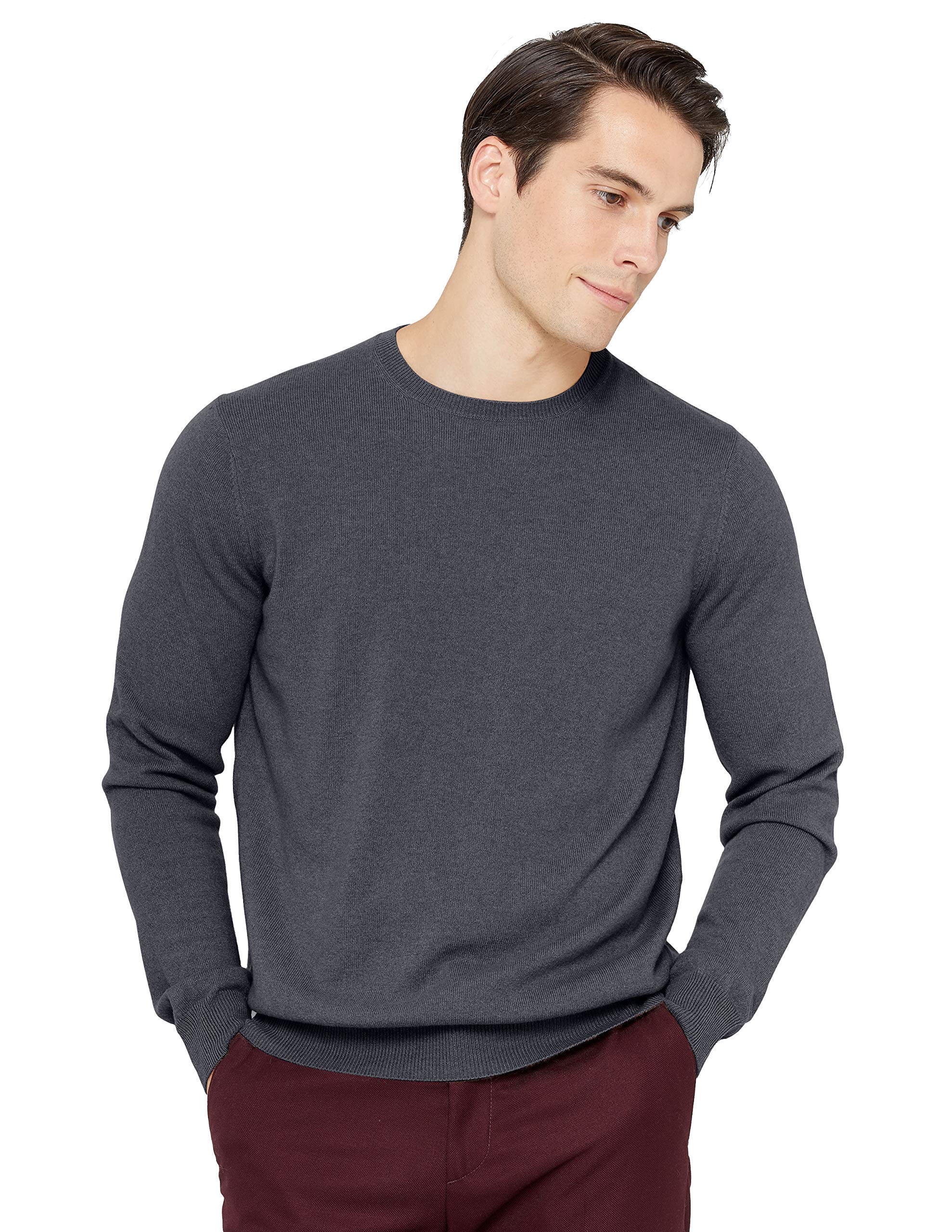 100% Pure Cashmere Men's Crewneck Sweater - Soft Classic Long Sleeve Pullover for Winter | Office, Travel & Casual Wear