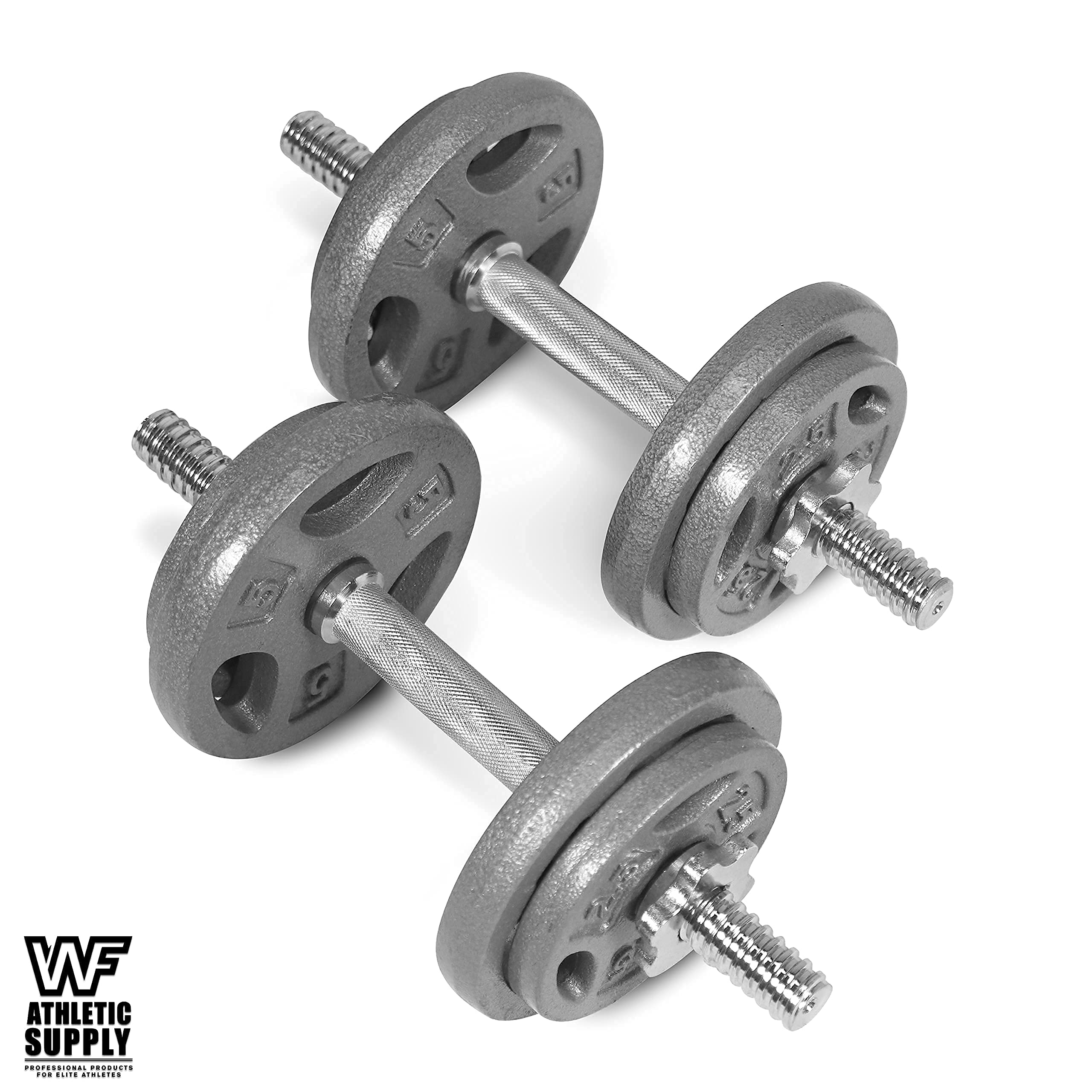 WF Athletic Supply 1-Inch Cast Iron Standard Grip Weight Plate - 5LB to 45LB Options for Strength Training & Home Gym (Charcoal/Gray) - Perfect for Powerlifting, CrossFit & Weightlifting Workouts