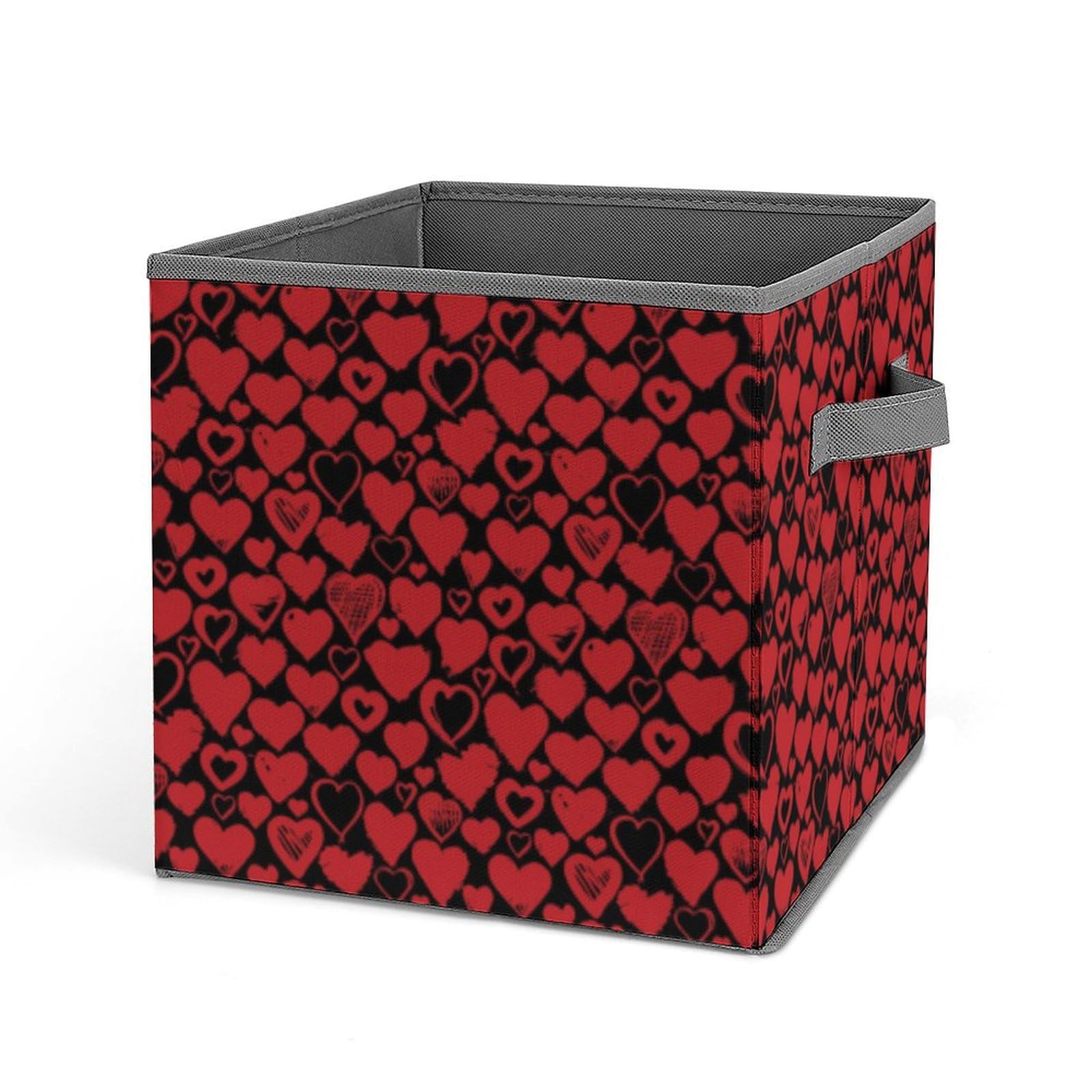 Valentine's Day Love & Hearts Foldable Storage Bins 4-Pack - Personalized Collapsible Cube Baskets with Handles (10.6 Inch) for Nursery, Closet, Shelves - Perfect for Organizing Clothes, Toys, Books & Home Decor