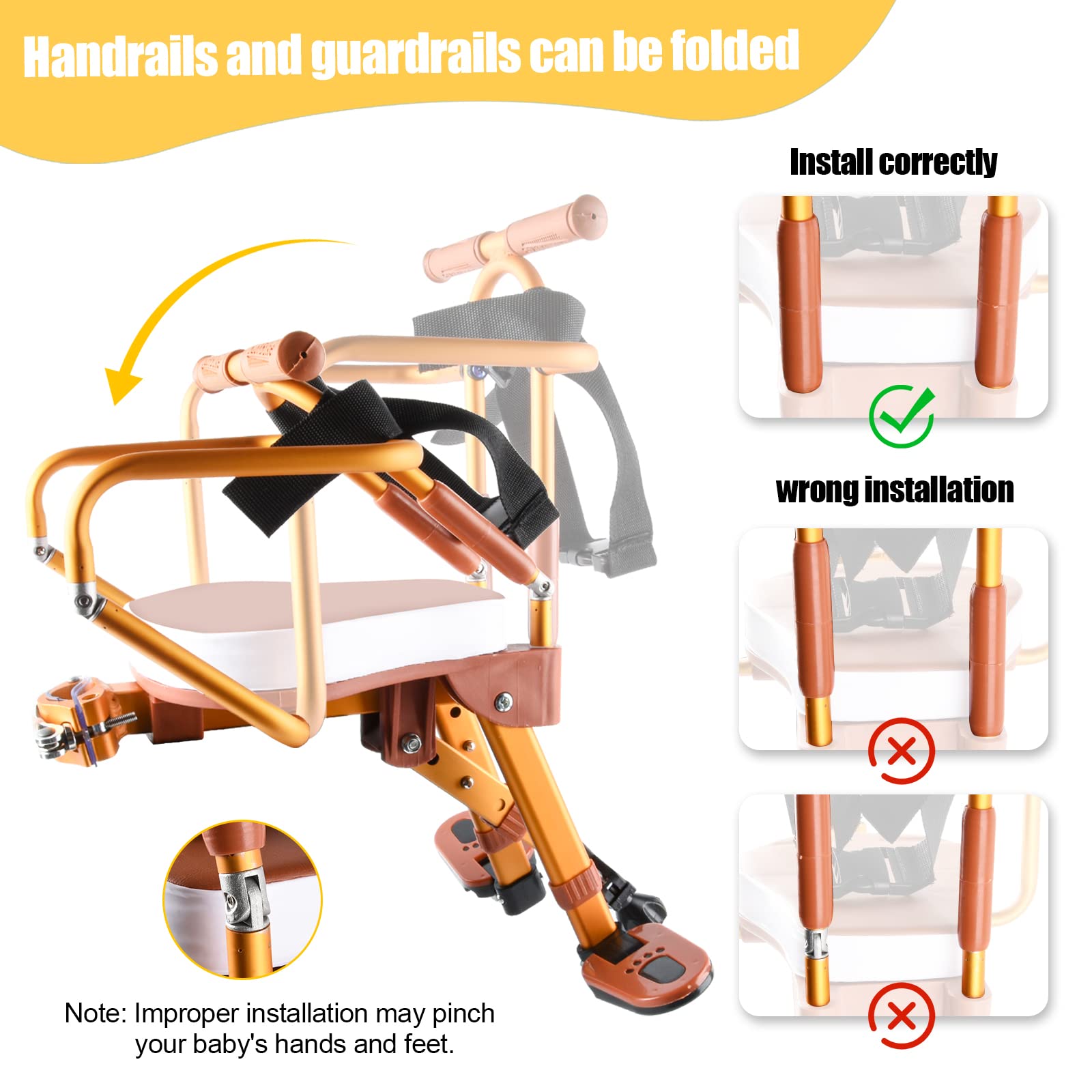 Best Kids Bike Seat - Lightweight Aluminum Alloy Front Mount Child Bicycle Seat | Foldable & Portable Design | Safe for Mountain, Hybrid & City Bikes | Perfect for Family Rides & Commuting