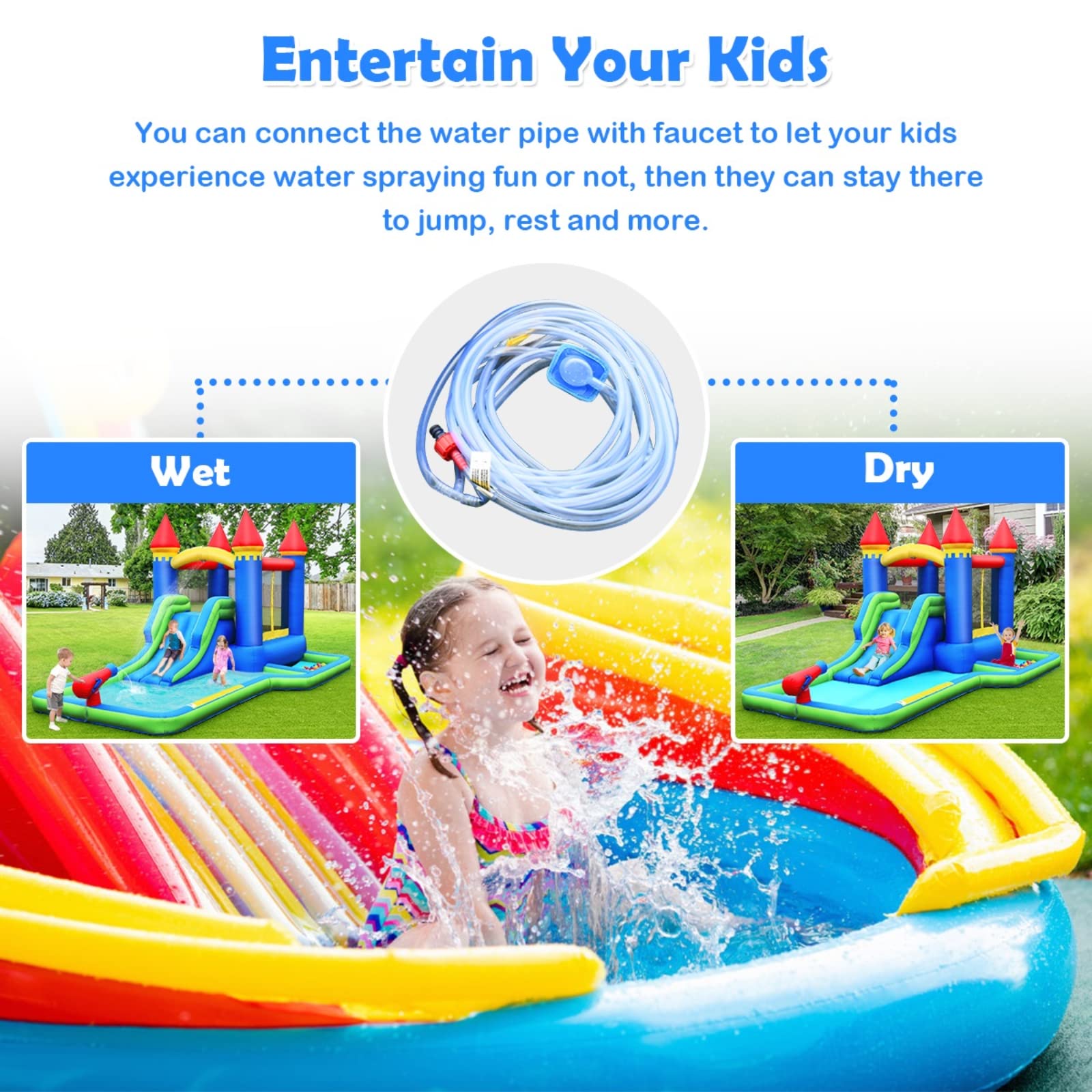 **BOUNTECH Inflatable Water Slide for Kids - Bounce House with Ball Pit, Splash Pool & Wet/Dry Play - Outdoor Backyard Party Fun for Boys & Girls - Perfect for Birthday Gifts, Summer Play & Family Gatherings**