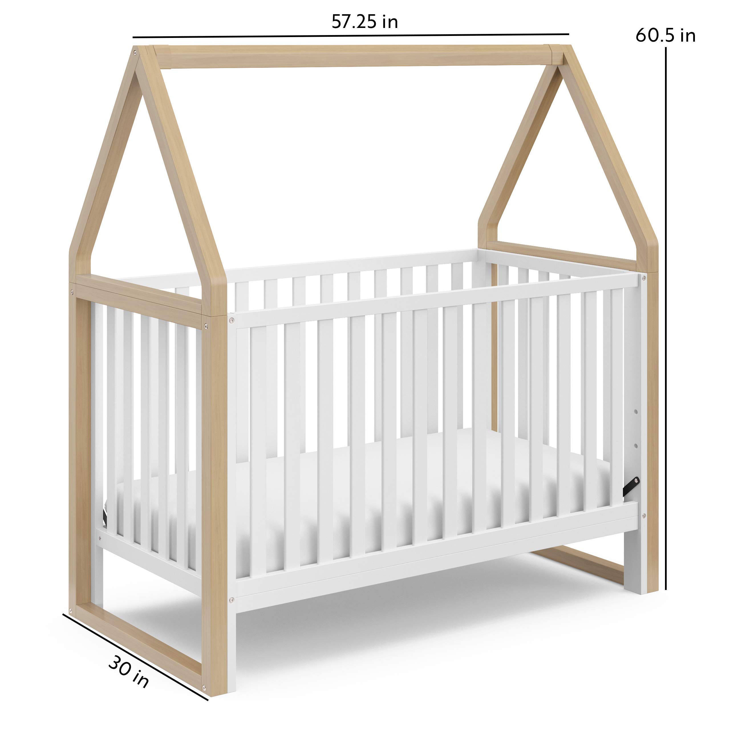 Storkcraft Orchard 5-in-1 Convertible Crib (White with Driftwood) – GREENGUARD Gold Certified Baby Crib | Converts to Toddler Bed, Daybed & Full Bed | Safe Nursery Furniture for Newborns & Toddlers | Perfect for Modern Nurseries & Small Bedrooms