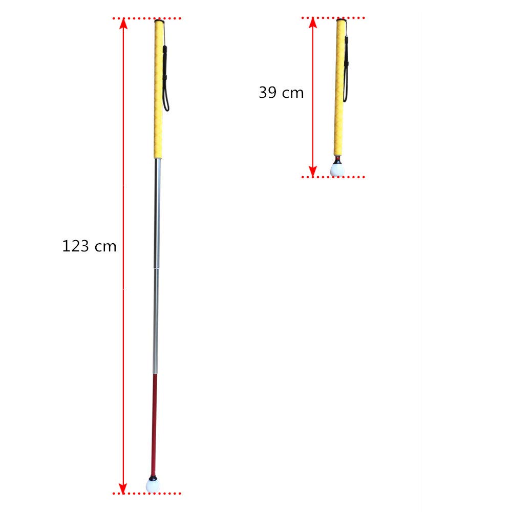 **Foldable Aluminum Blind Cane with Rolling Tip - Adjustable 15.4