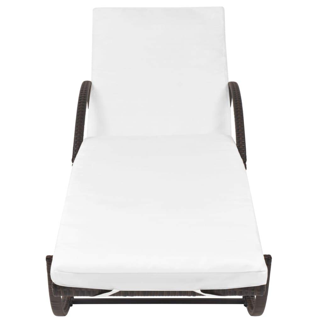 Outdoor Chaise Lounge Chair with Cushions - Adjustable Reclining Poly Rattan Sun Lounger with Side Table - Perfect for Poolside, Patio, Garden & Backyard Relaxation