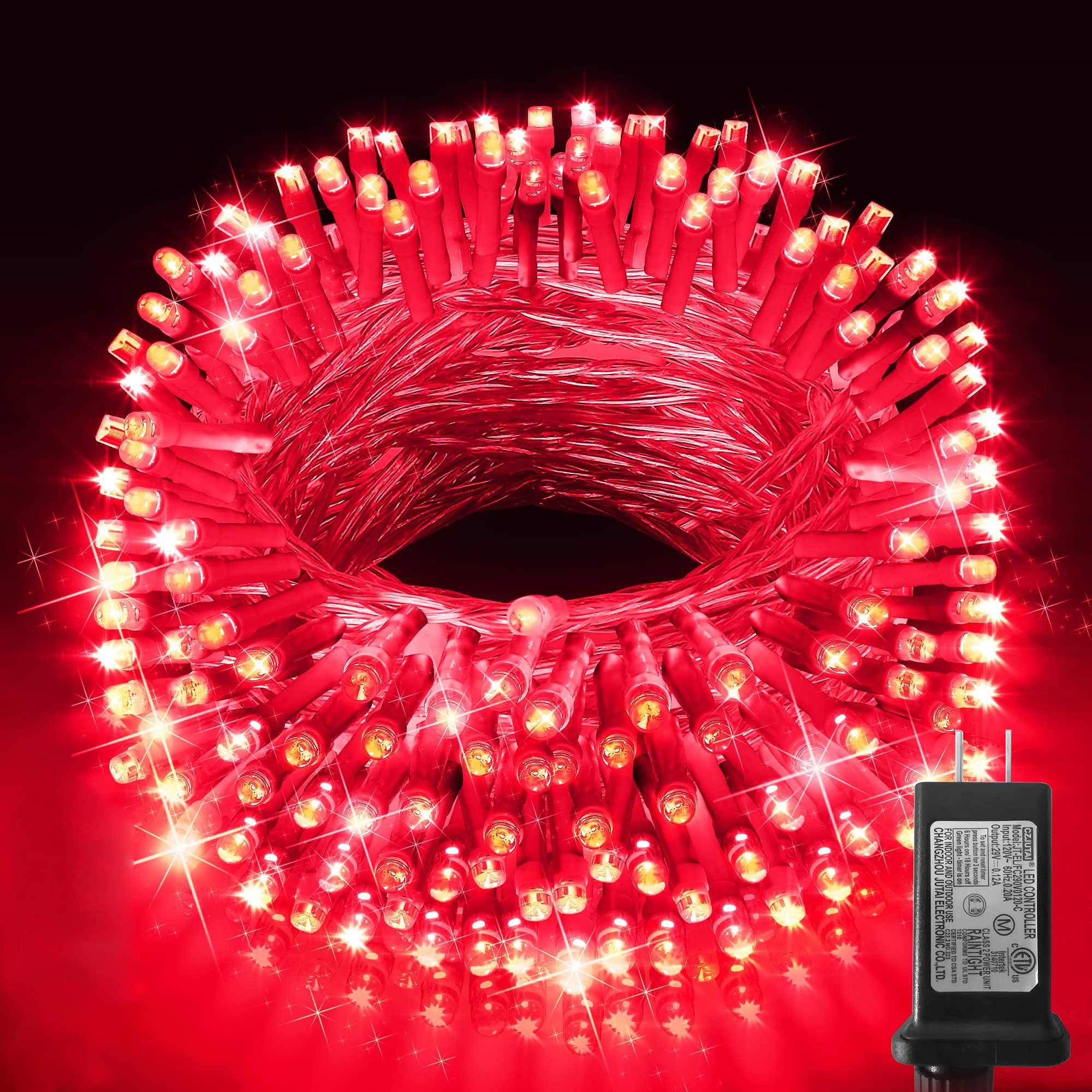 KNONEW 300 LED 99ft Outdoor Christmas String Lights - 8 Lighting Modes with Memory Function, Waterproof Plug-in Fairy Lights for Xmas Tree, Yard, Wedding, Party & Holiday Decorations (Red) - Perfect for Indoor/Outdoor Seasonal Displays