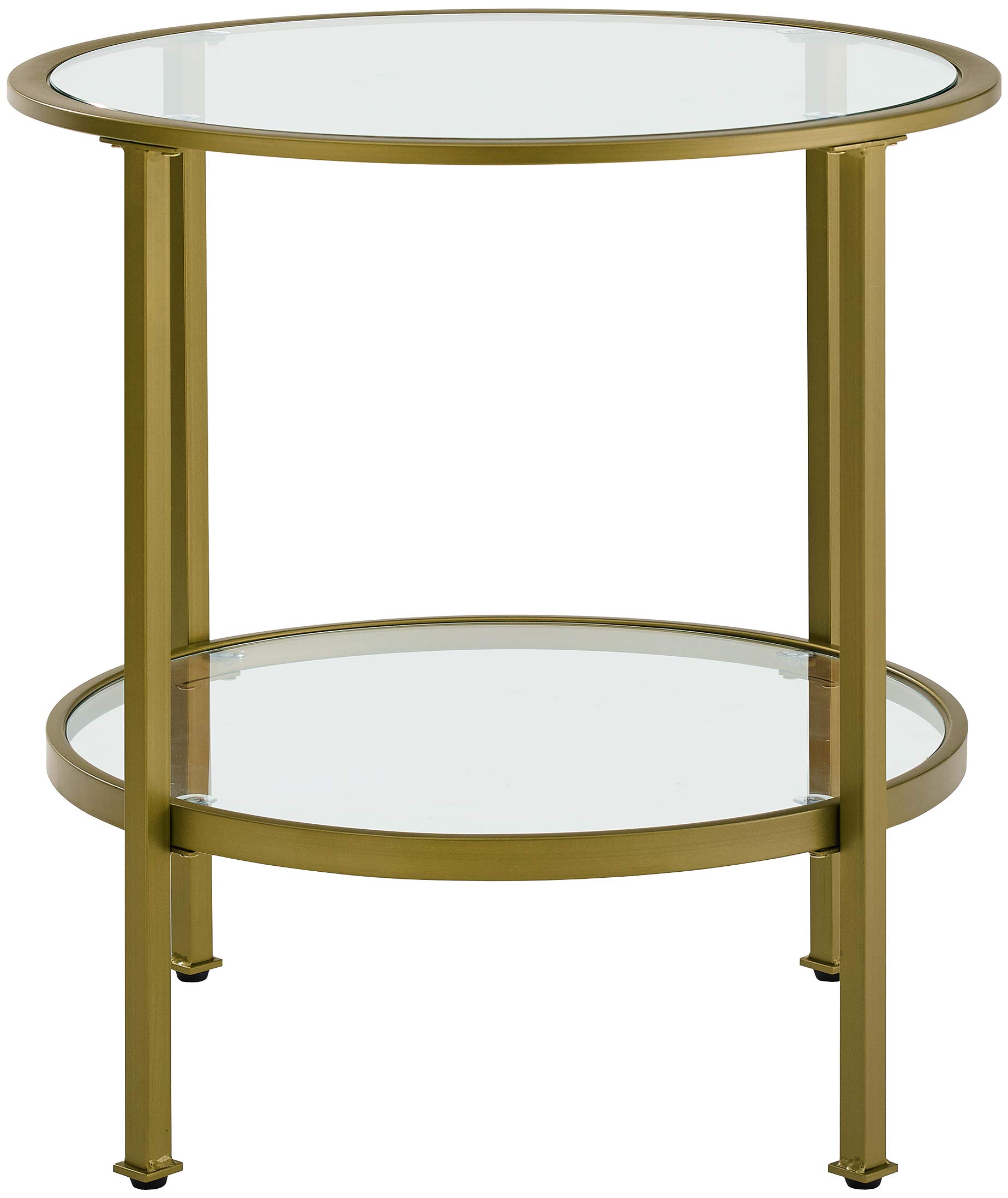 Crosley Aimee Small Side End Table with Storage Shelf - Gold Glass Accent Table for Living Room, Bedroom, or Office - Compact Console Table with Shelf for Home Decor