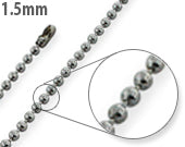 Stainless Steel Dog Tag Bead Chain Necklace 1.5mm - Durable Military Style Necklace for Men & Women - Perfect for Everyday Wear, Gifts, and Fashion Accessories