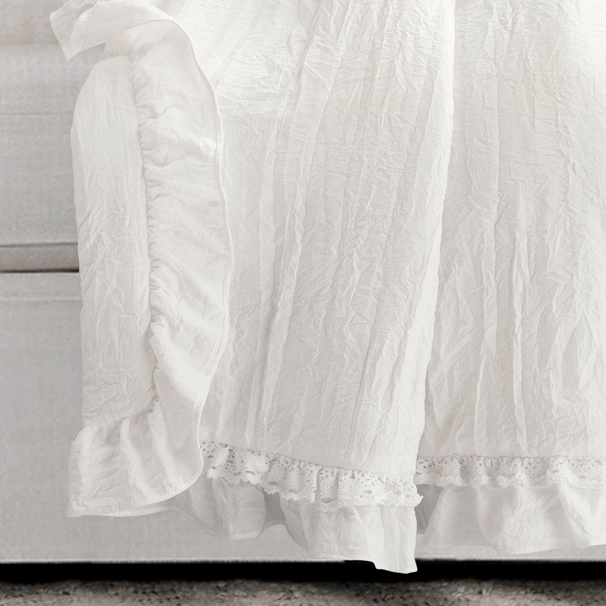 Ella Ruffle Lace Throw Blanket - Soft Decorative Knit Bedspread for Couch, Sofa & Bed - Perfect for Home Decor, Wedding Gift & Cozy Nights