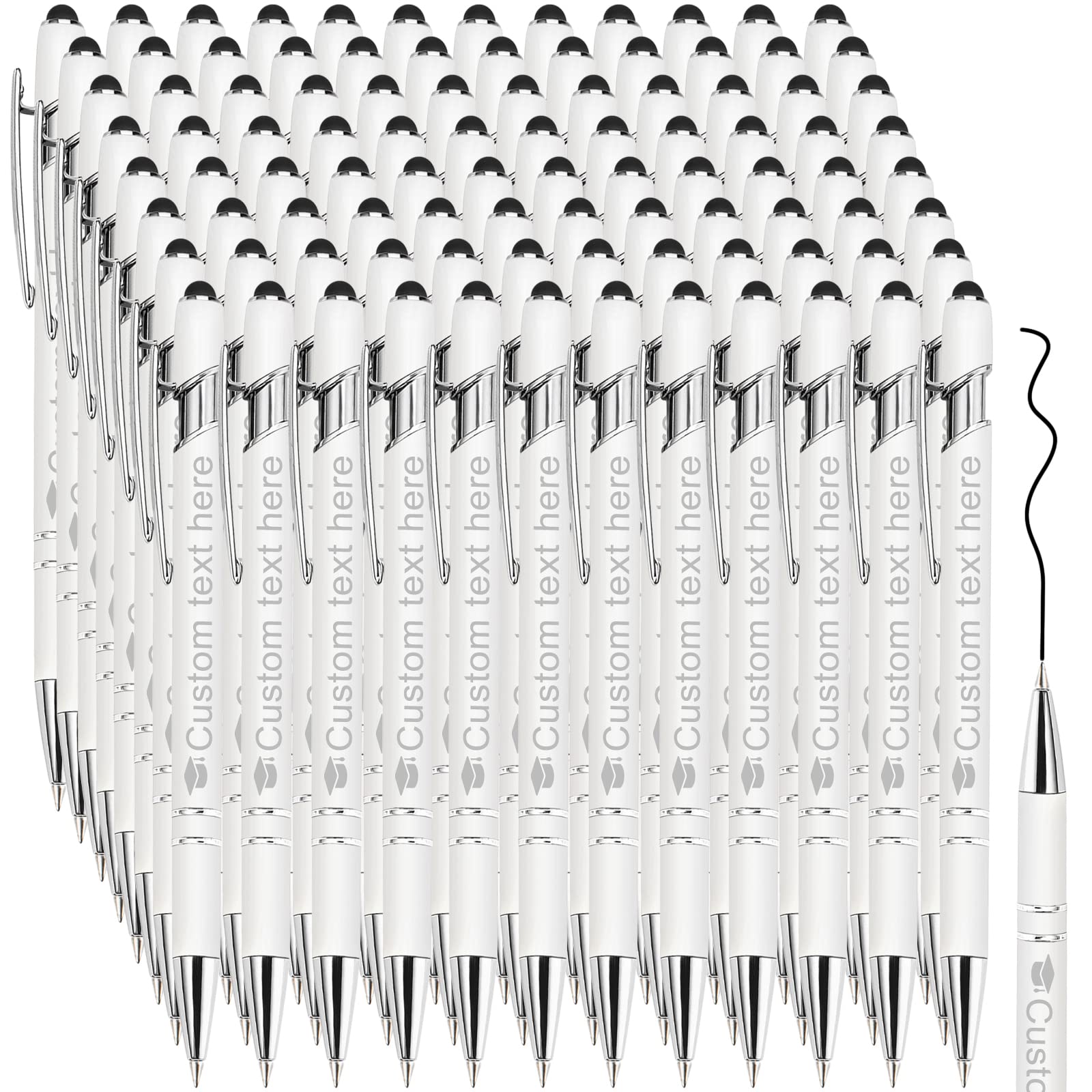 504 Pcs Custom Engraved Metal Pens with Stylus - Personalized Name, Message & Logo Ballpoint Pens for Business, Office, Gifts (Black Ink, Click Action) - Perfect for Corporate Events, Promotions & Employee Appreciation