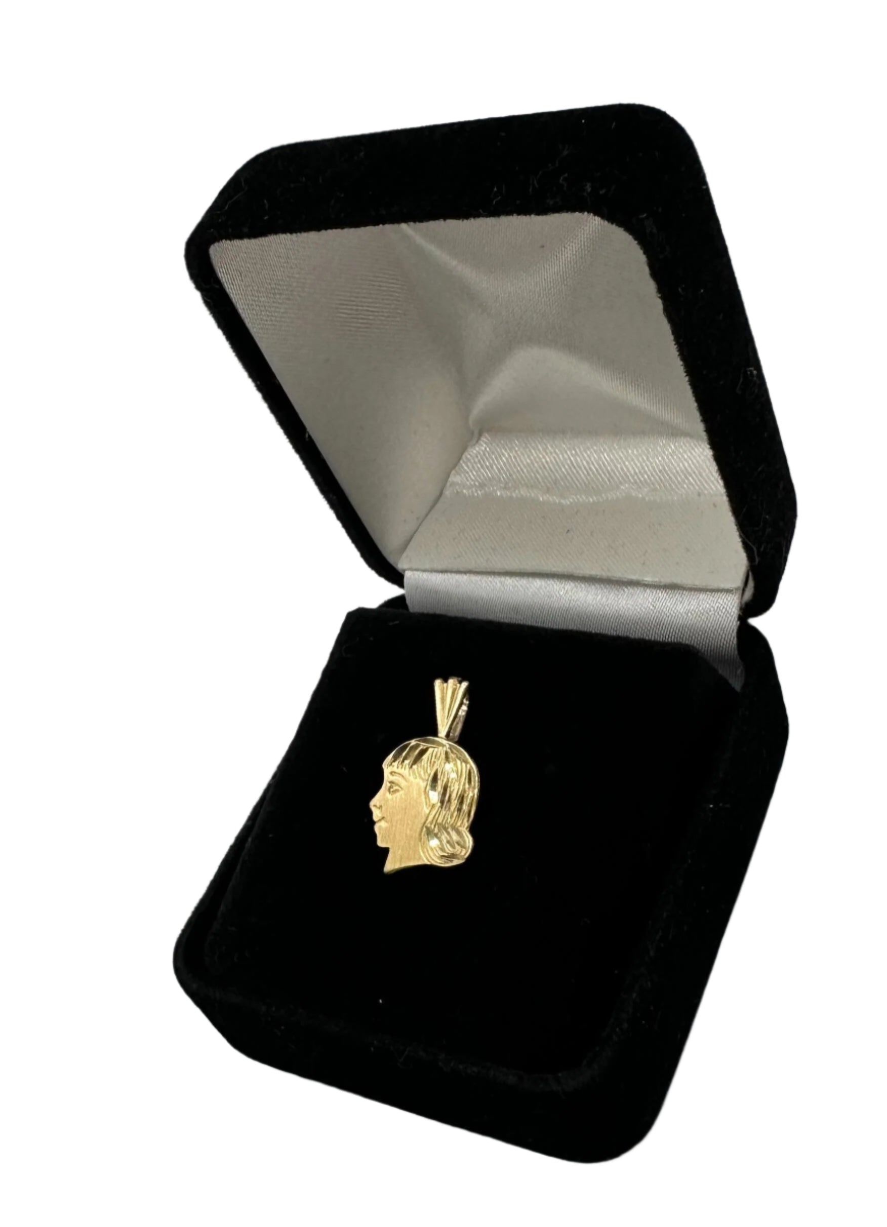 14K Yellow Gold Girl Head Pendant Charm - 0.9 Grams Dainty Necklace for Women & Girls - Perfect Gift for Birthday, Valentine's Day & Special Occasions