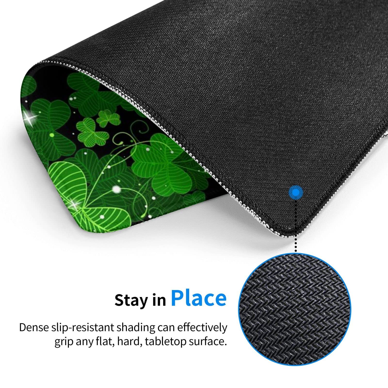 St. Patrick's Day Shamrock Clover Anti-Slip Gaming Mouse Pad - Non-Skid Rubber Base for Laptop, Office & Computer Use - Perfect for Gaming, Work & St. Patrick's Day Decor