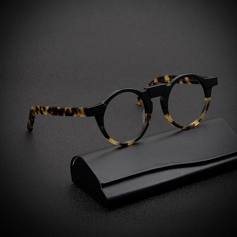 Black Unisex Full Rim Acetate Round Eyeglasses 1465 - Stylish & Comfortable Glasses for Men & Women - Perfect for Reading, Work, and Everyday Wear