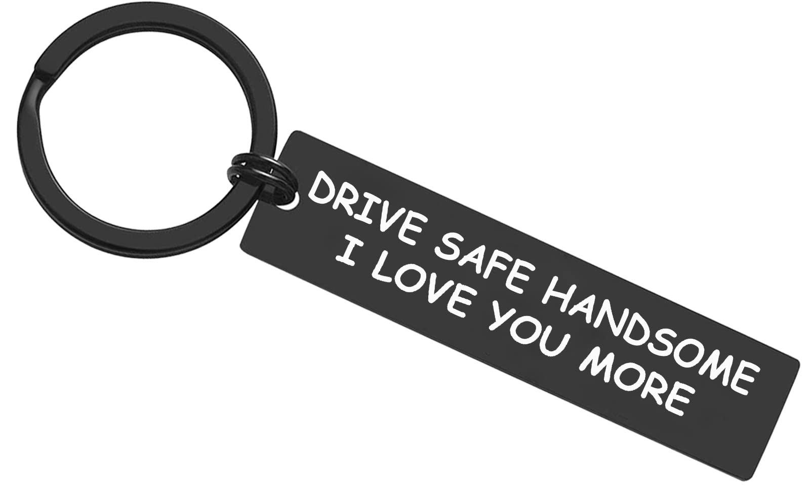 LOVESTMAS Drive Safe Keychain for Men - Black 'Drive Safe I Love You More' Keyring - Perfect Birthday, Valentine’s Day, Anniversary Gift for Boyfriend, Husband - Thoughtful Car Accessory for Safe Driving & Long-Distance Relationships