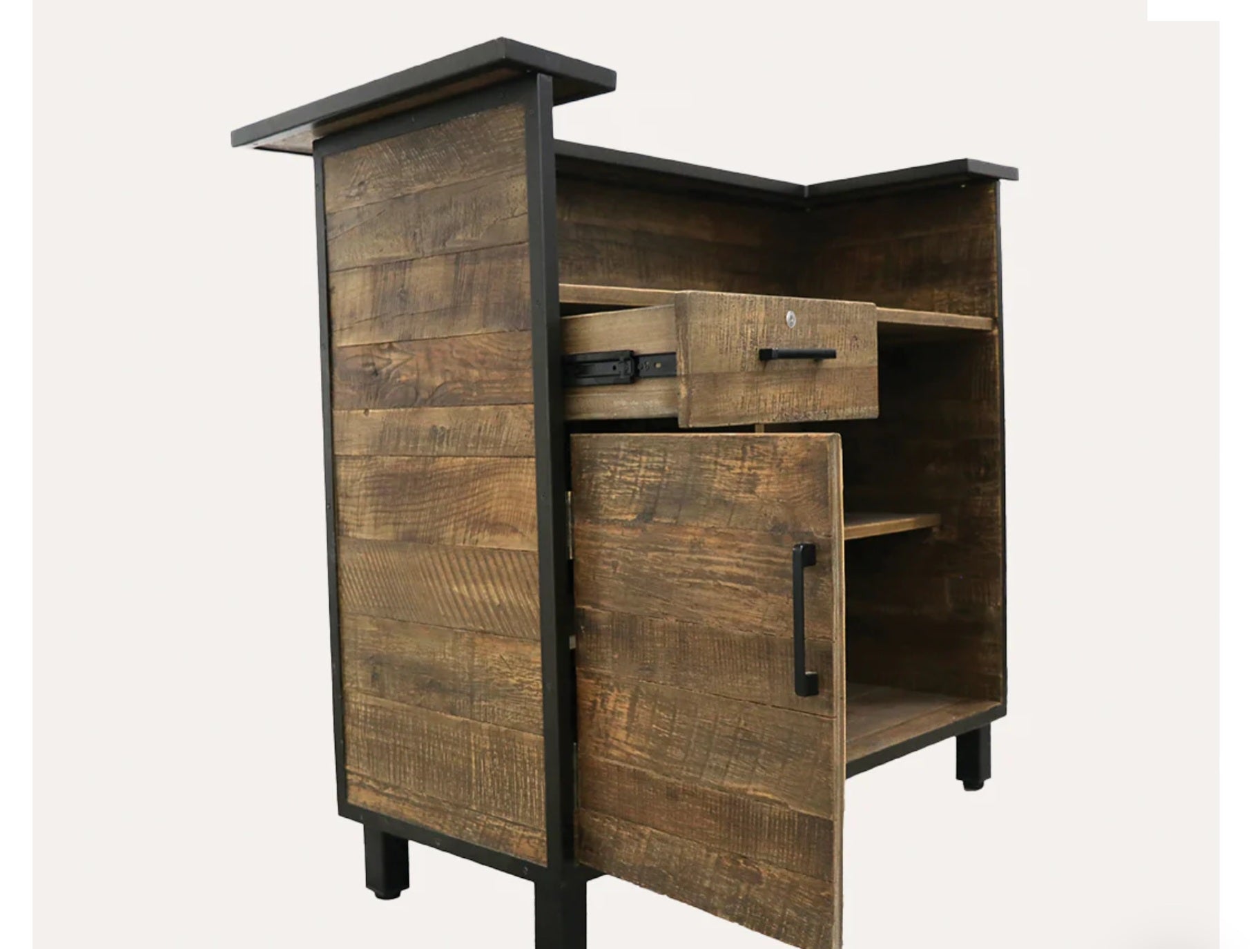 Reclaimed Wood Reception Desk - Rustic Office Furniture for Lobby & Waiting Area - Eco-Friendly & Durable Workspace Solution