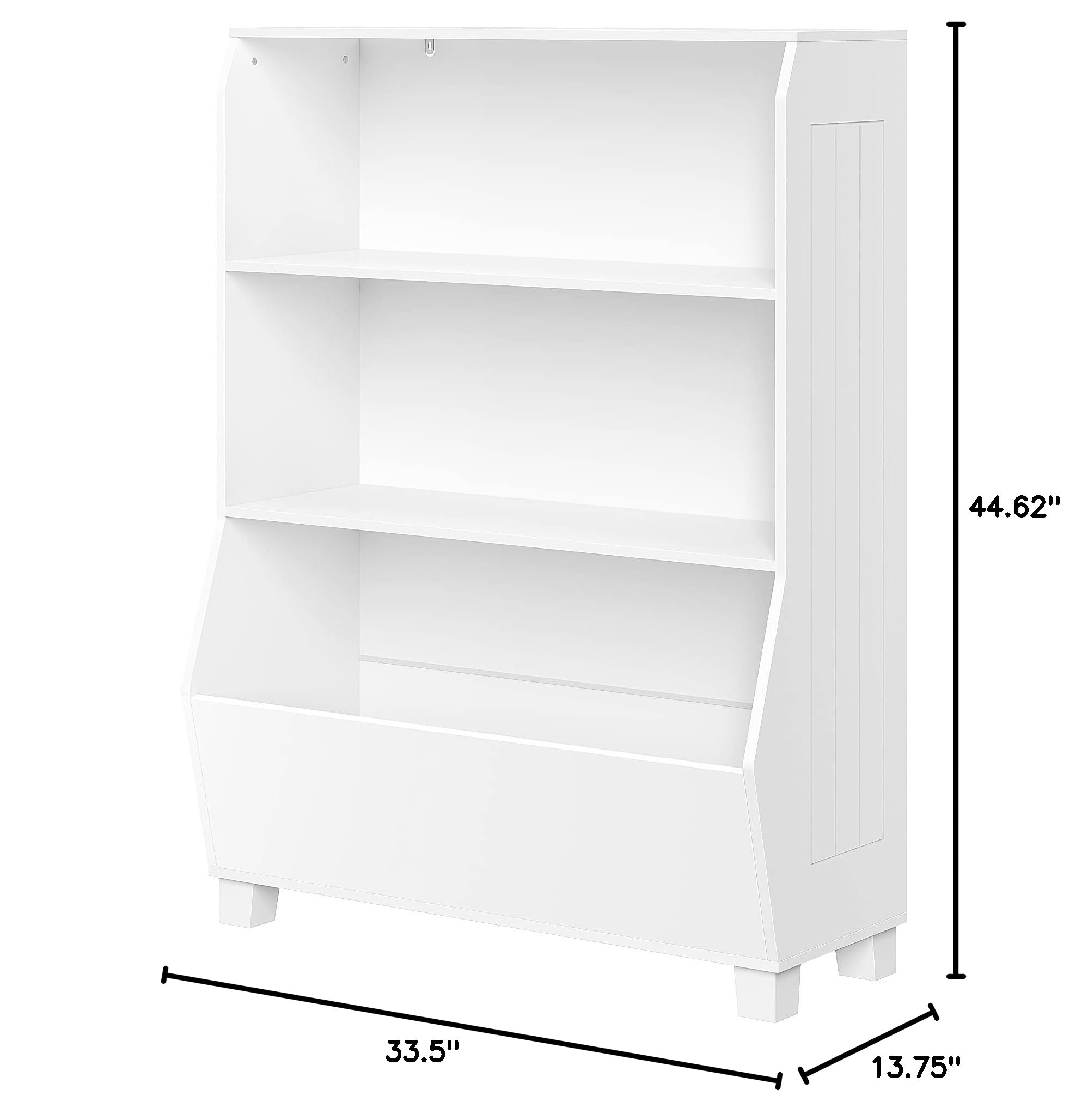 RiverRidge Kids Bookshelf with Toy Storage Organizer - 2 Open Shelves & 2 Fabric Bins - Space Saving Bookcase for Children's Books, Toys, Games & Puzzles - Perfect for Bedroom, Playroom or Nursery Organization