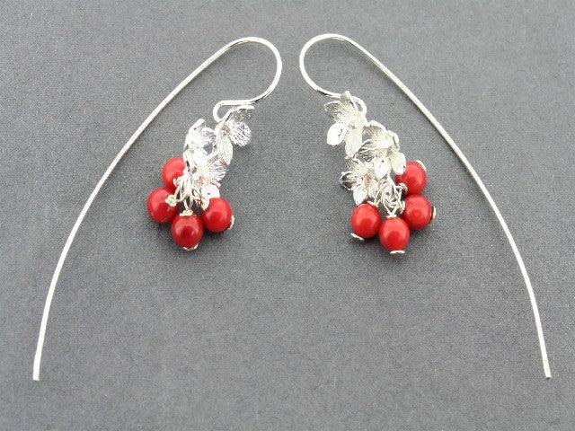 Red Coral Verbena Earrings for Women – Handmade Boho Dangle Jewelry – Perfect for Parties, Weddings & Everyday Wear