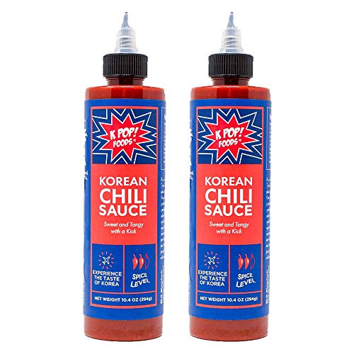 Authentic Korean Gochujang Hot Sauce by KPOP Foods - 100% Real Korean Chili Paste, Medium Spicy BBQ Sauce & Marinade for Korean Dishes - Perfect for Bibimbap, Tteokbokki, Kimchi & Grilling - 10.4oz Squeeze Bottle (Pack of 2)