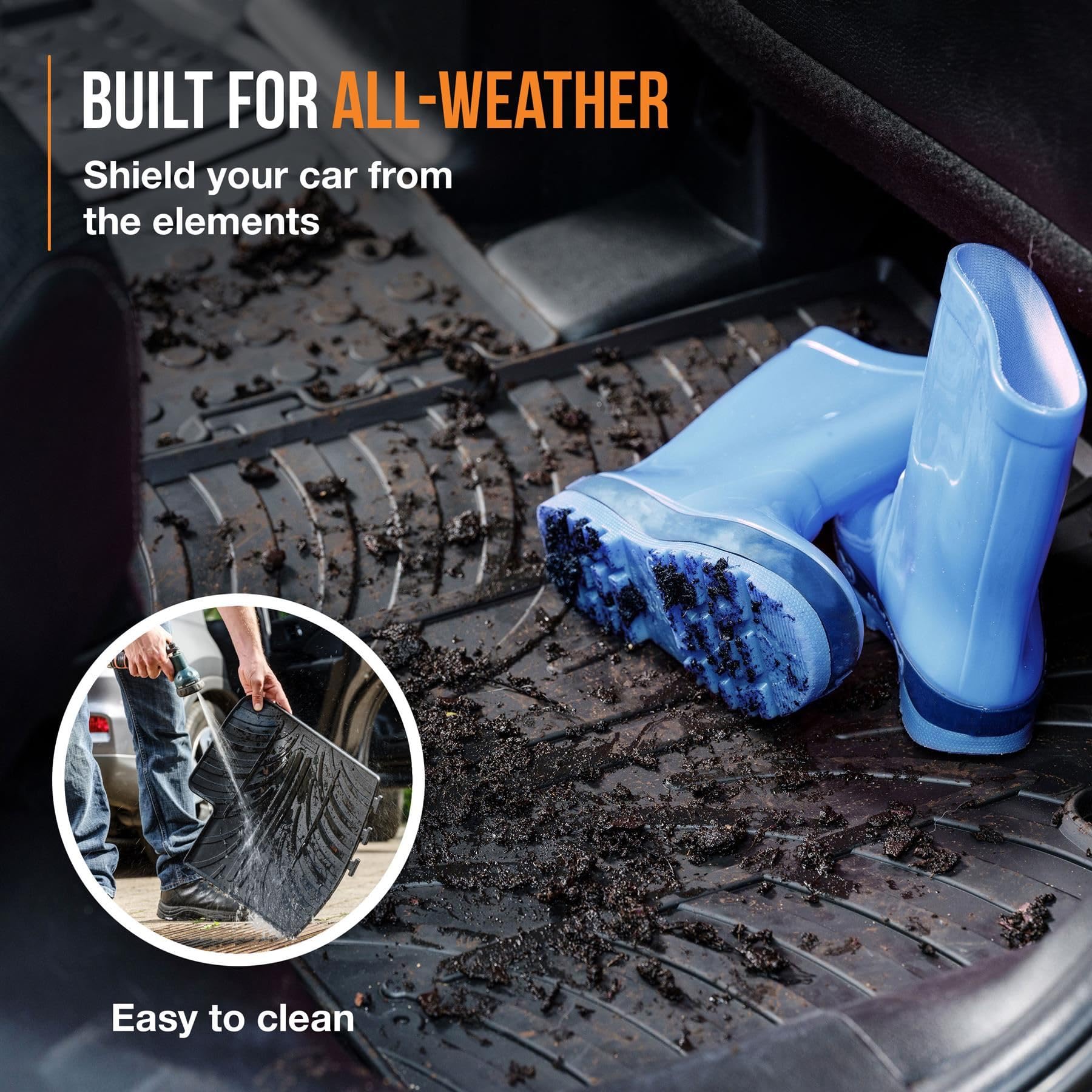 Premium Rubber Car Floor Mats for Renault Kangoo (2008-2021) & Citroën Berlingo Tourer (2012-2021) - Durable, Easy to Clean, All-Weather Protection - Perfect for Family Trips, Outdoor Adventures & Daily Commutes