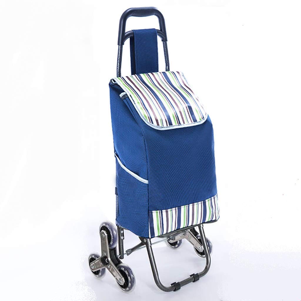 Heavy Duty Collapsible Folding Wagon Cart - 6-Wheel Foldable Shopping Trolley with Ladder & Waterproof Cover - 50kg Capacity for Groceries, Beach, Camping & Outdoor Activities