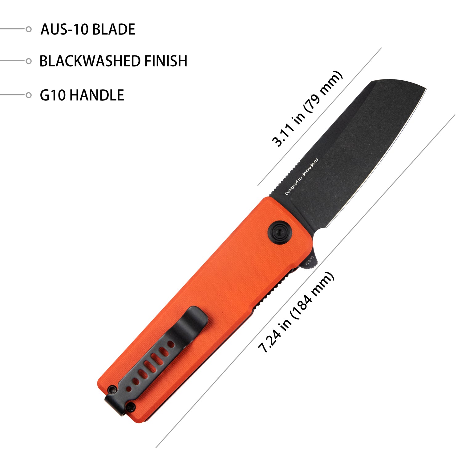 Best Sailor Liner Lock Flipper Pocket Knife - Orange G10 Handle, 3.11