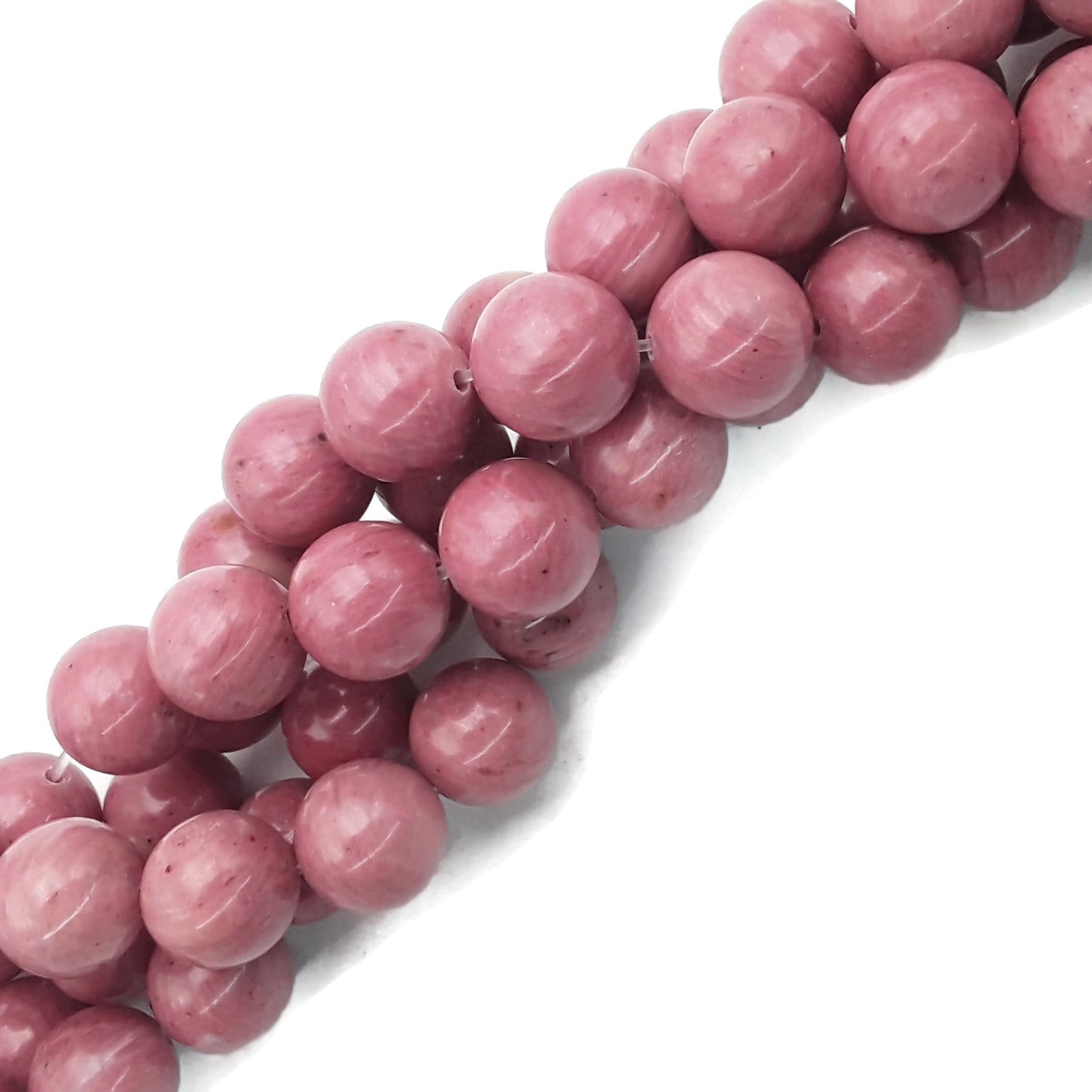 Natural Petrified Rhodonite Smooth Round Beads - 6mm, 8mm, 10mm, 15.5 Inch Strand - DIY Jewelry Making, Bracelets, Necklaces & Spiritual Healing Stones
