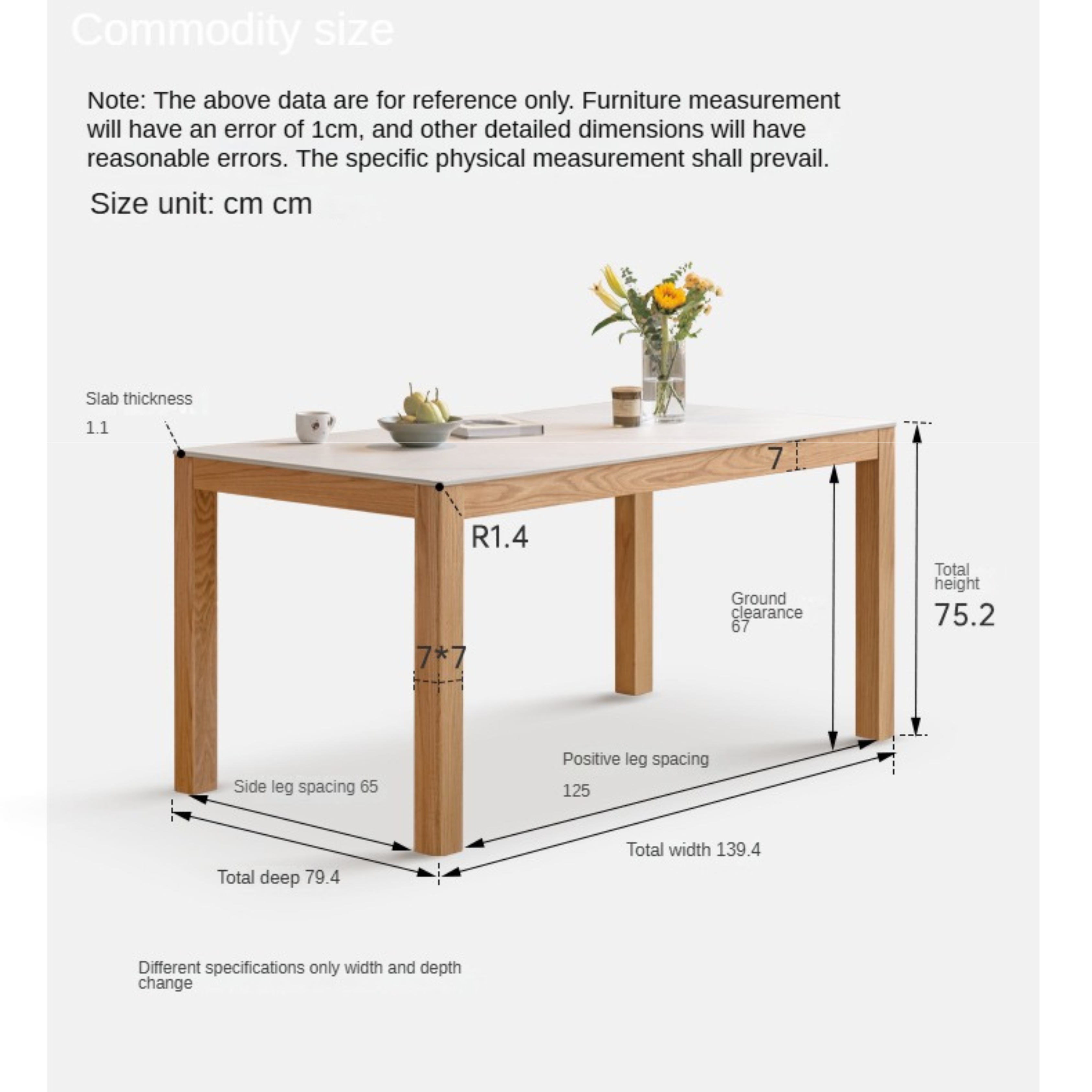 Solid Oak Wood Rectangular Rock Plate Dining Table - Rustic Farmhouse Style for Kitchen, Dining Room & Outdoor Entertaining