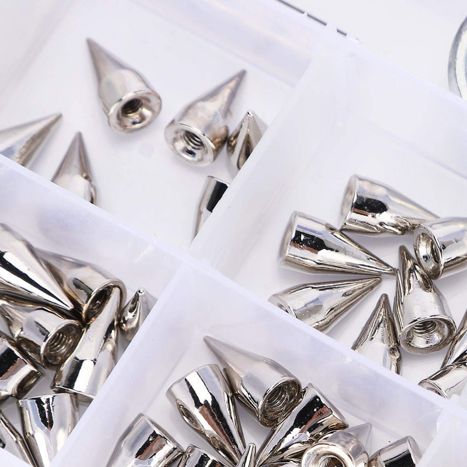 Punk Patches Cone Spikes Rivet Studs for Clothing & Leathercraft - DIY Punk Accessories for Jackets, Vests, Bracelets & Bags - Includes Installation Tool for Easy Attachment