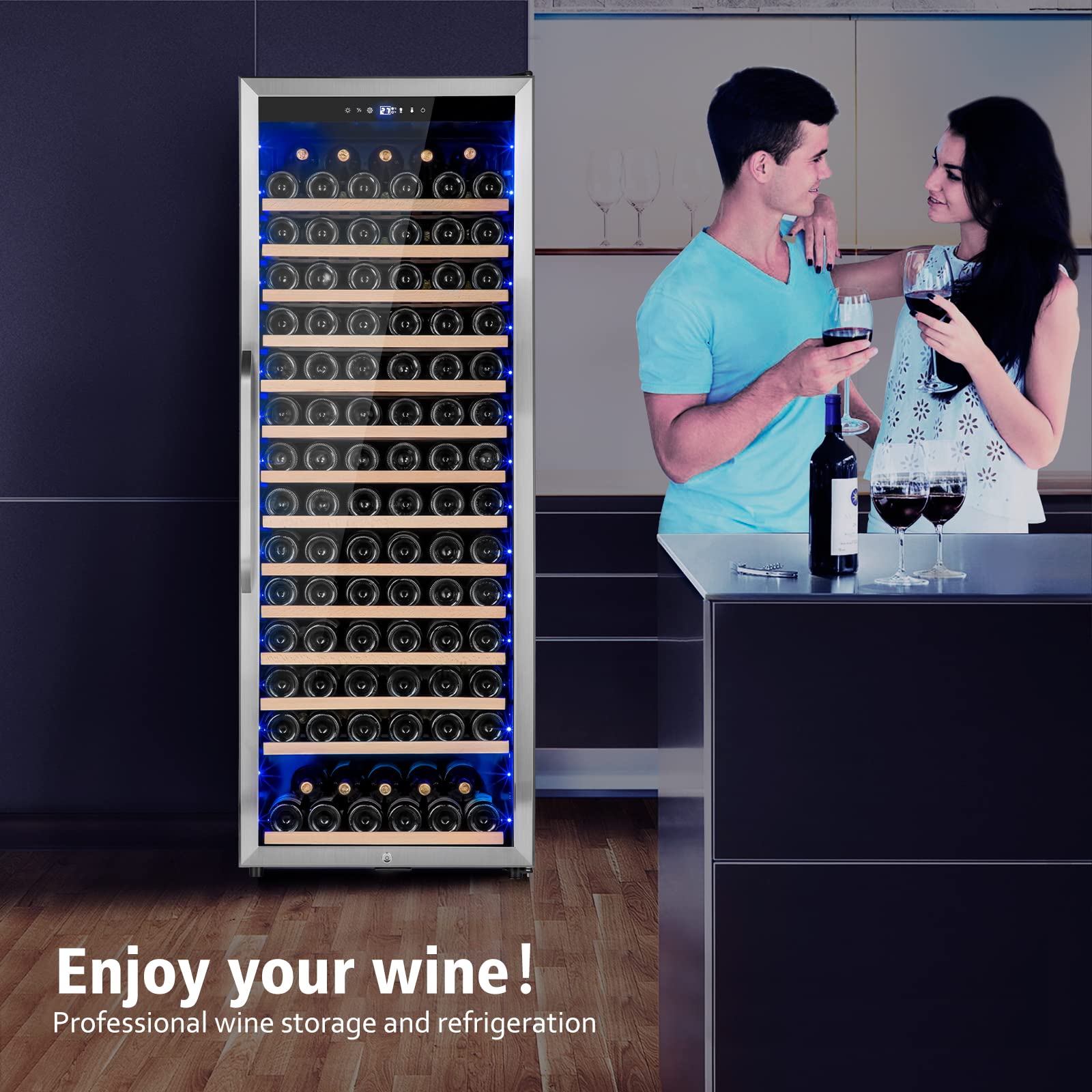 179 Bottle Wine Cooler Refrigerator - Professional Wine Fridge with Powerful Compressor, Ultra Quiet Operation & Elegant Design - Perfect for Wine Cellars, Restaurants, Bars and Home Wine Storage