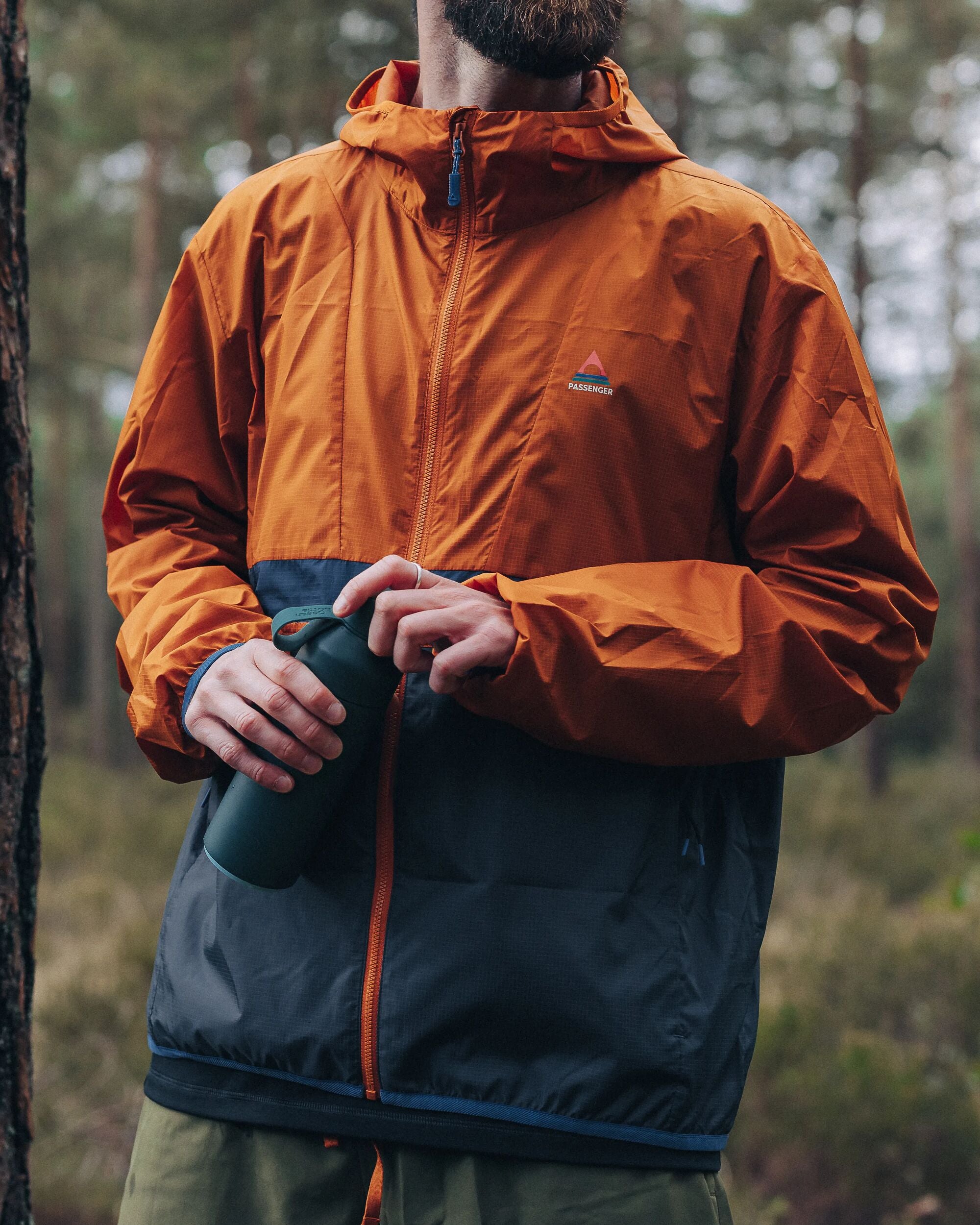 Gusto Recycled Windshell Jacket - Lightweight Water-Resistant Windbreaker for Men & Women | Sunset Orange/Charcoal | Perfect for Hiking, Running & Outdoor Adventures