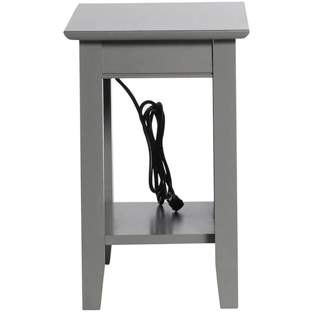 Home Square 2-Piece Nantucket Chair & Side Table Set with Built-in USB Charger - Gray Patio Furniture for Outdoor Lounge, Poolside Relaxation, and Garden Decor