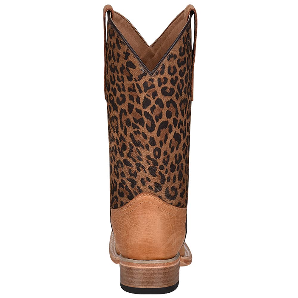 Circle G Boys J7104 Western Boots - Honey Leopard Print Square Toe Cowboy Boots for Kids 2.5