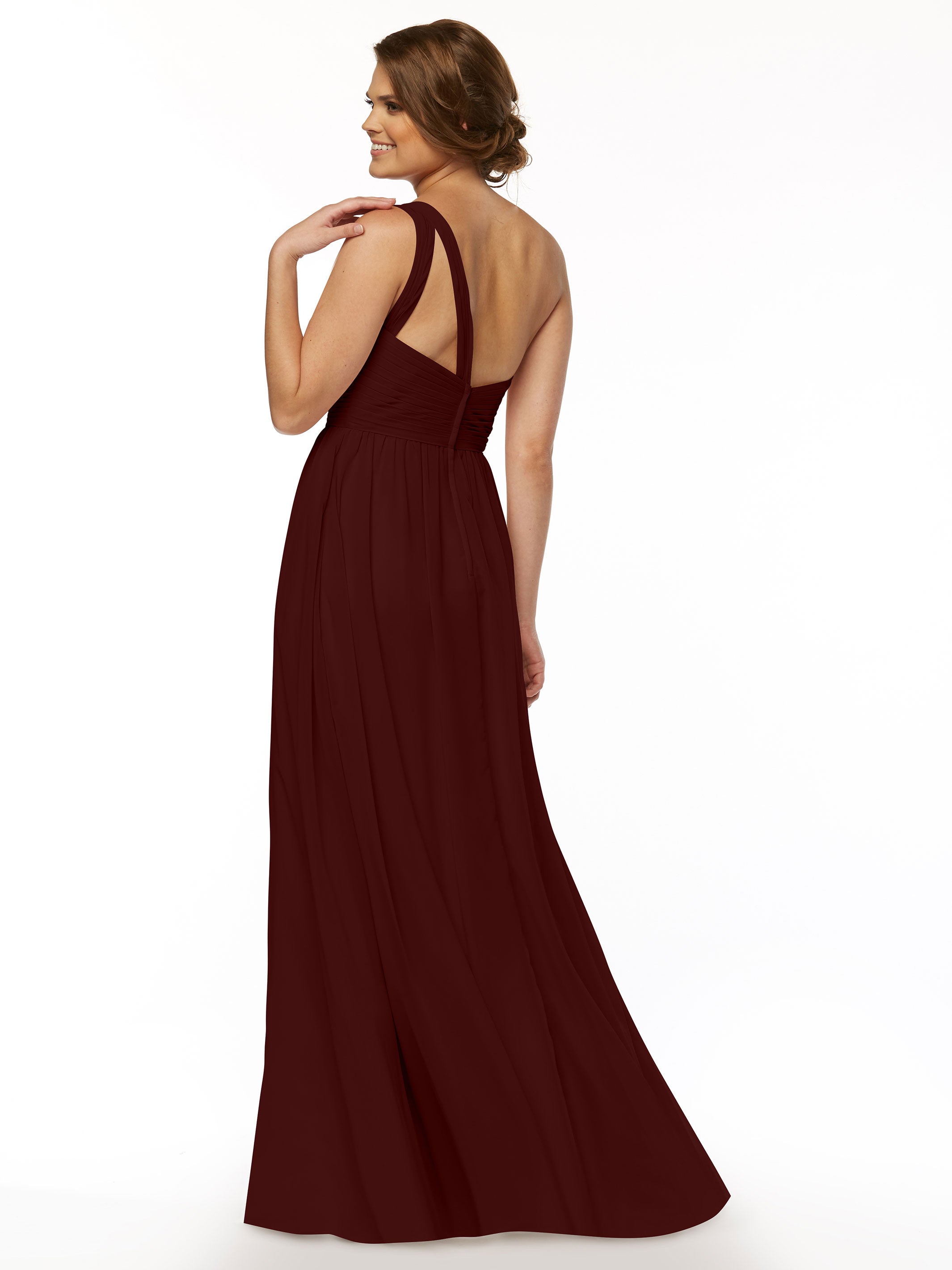 Elegant One Shoulder A-Line Chiffon Bridesmaid Dress with Ruching - Perfect for Weddings, Formal Events & Special Occasions