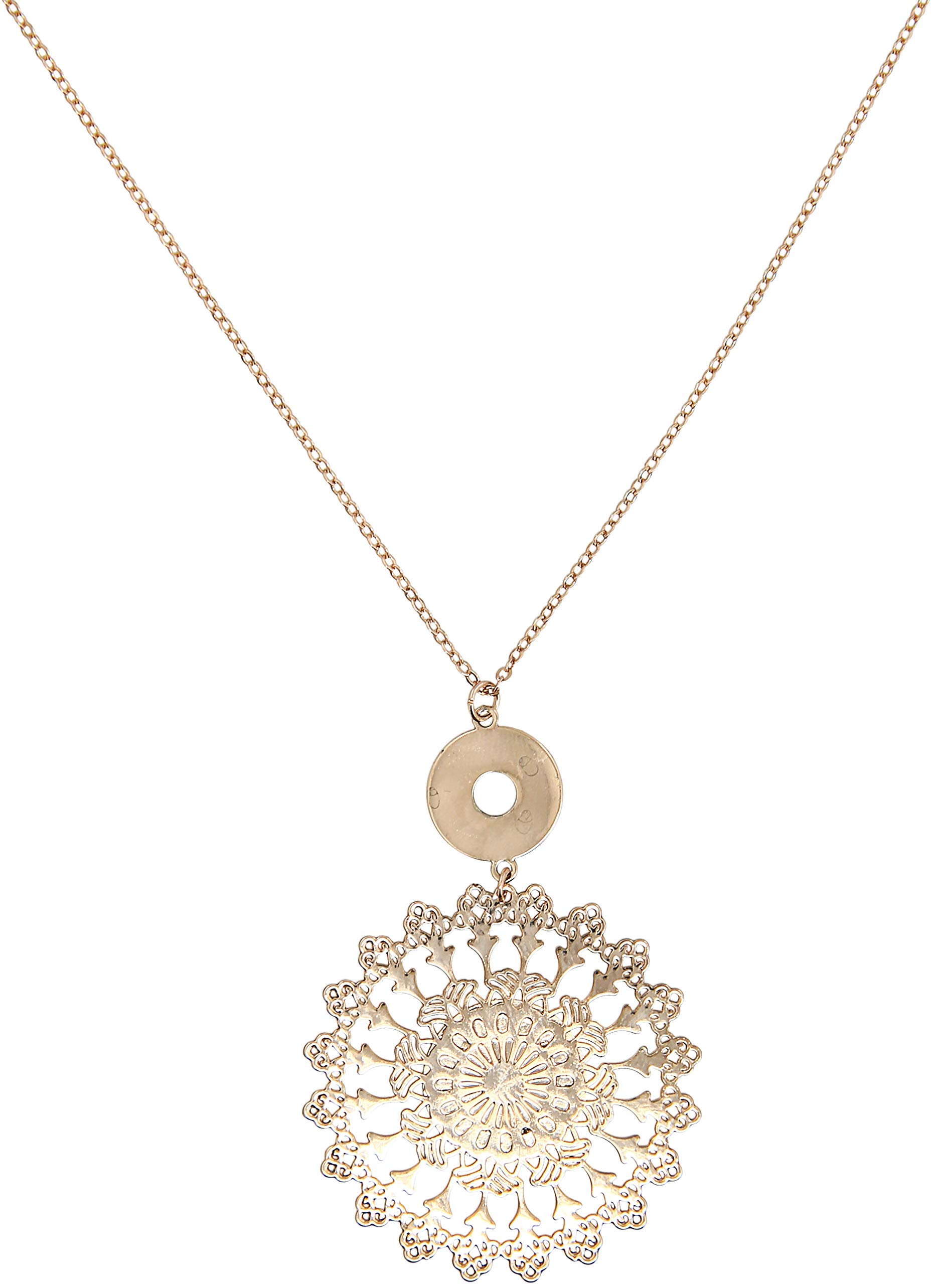 Rose Gold Mandala Mother of Pearl Adjustable Pendant Necklace for Women | Elegant Boho Jewelry Gift for Mom, Wife, Girlfriend | Perfect for Weddings, Parties & Everyday Wear