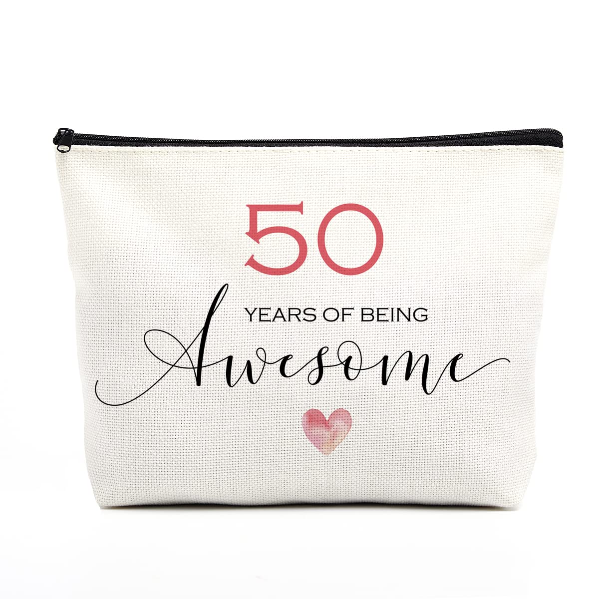50th Birthday Gifts for Women - Inspirational Makeup Bag & Decorations - Perfect Gift for Mom, Aunt, Best Friend - 50 Years of Being Awesome - Great for Parties, Travel & Daily Use