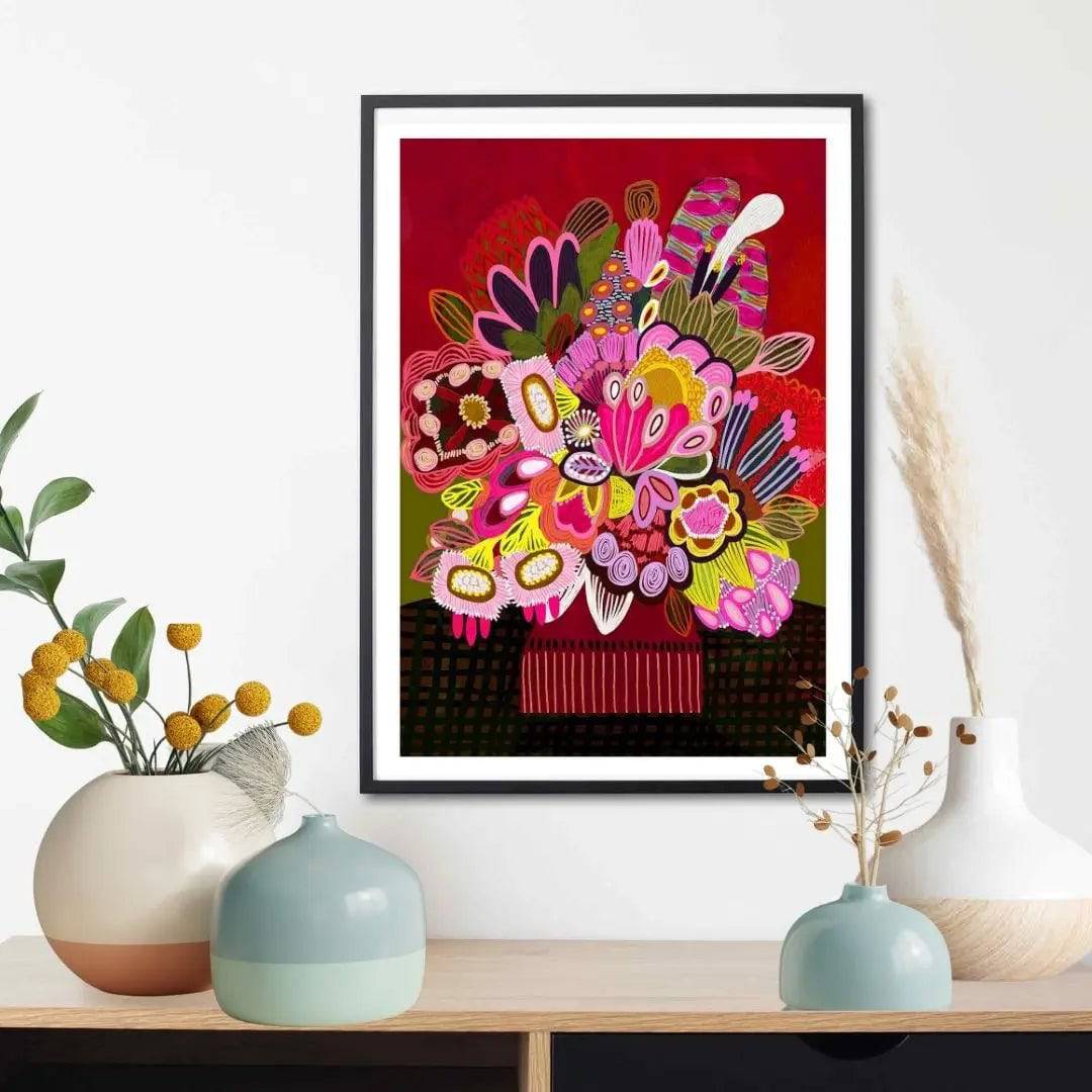 Botanica Stupenda Modern Art Print - Vibrant Botanical Wall Decor for Living Room, Bedroom & Office | Perfect Home & Office Decoration
