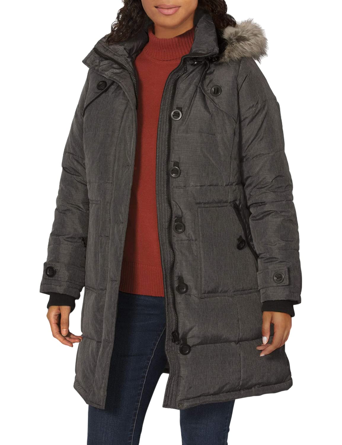Woman Within Women's Plus Size Heathered Down Puffer Coat - Warm Winter Jacket for Cold Weather, Outdoor Activities & Casual Wear