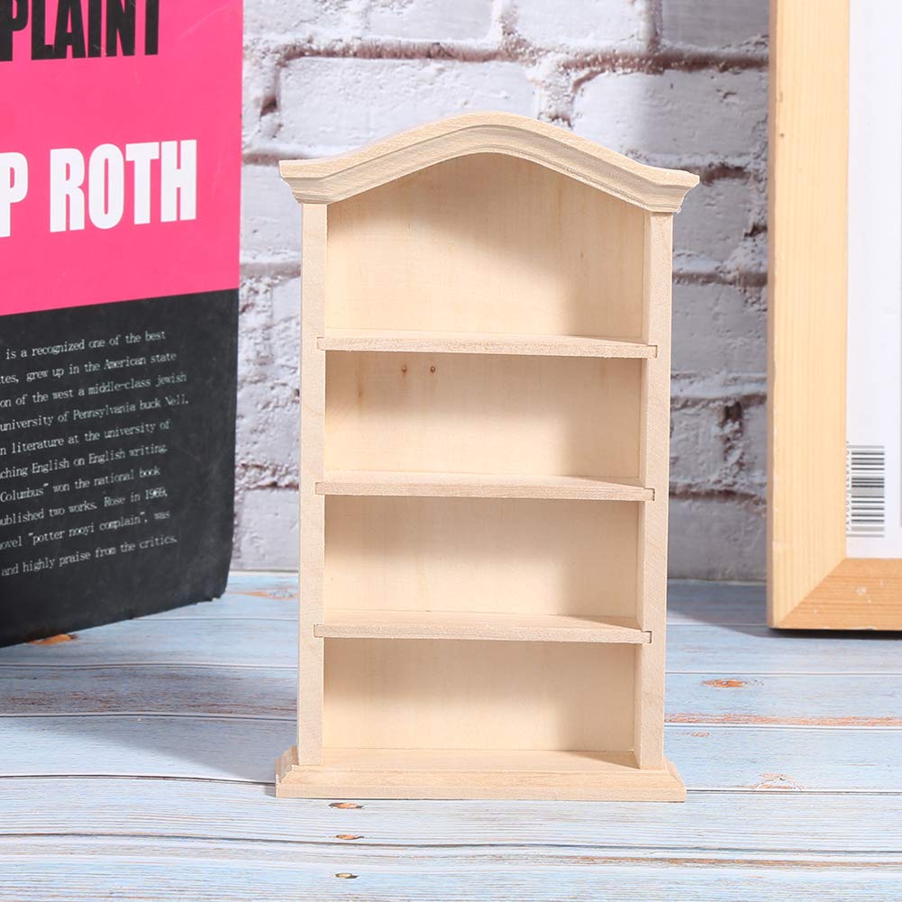 1:12 Scale Miniature Wooden Bookshelf for Dollhouse - Doll Furniture Accessory, DIY Dollhouse Decor, Perfect for Collectors & Kids Playroom Display