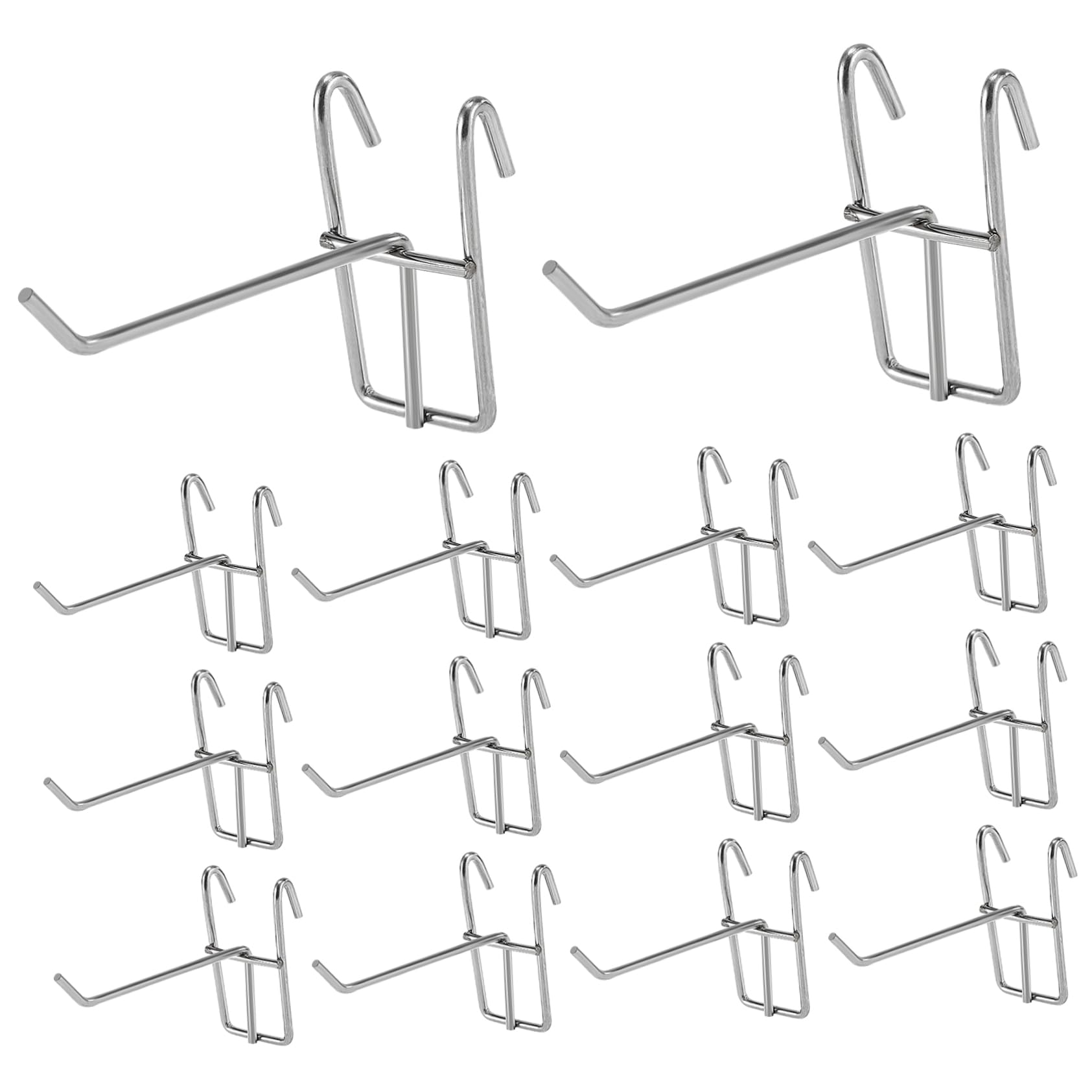 iplusmile 4 Sets 10cm Silver Supermarket Display Hooks - Heavy Duty Mesh Kitchen Hooks for Pans, Cups, Bags & Towels - Easy to Install & Carry (30pcs x 4) - Perfect for Pantry, Retail Store & Home Organization