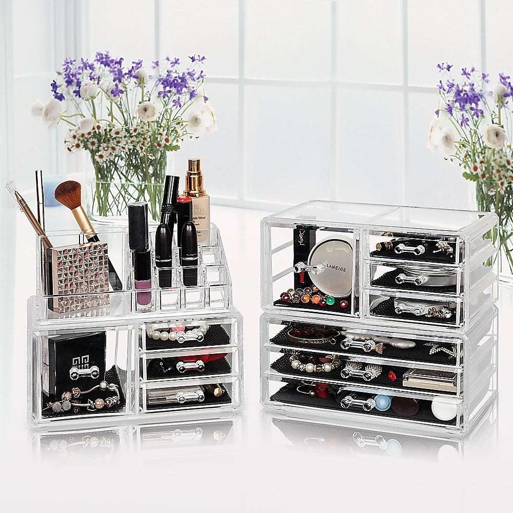 11-Drawer Clear Acrylic Organizer Tower for Makeup & Jewelry Storage - Luxury Display Cabinet for Vanity, Bathroom & Dressing Room Organization