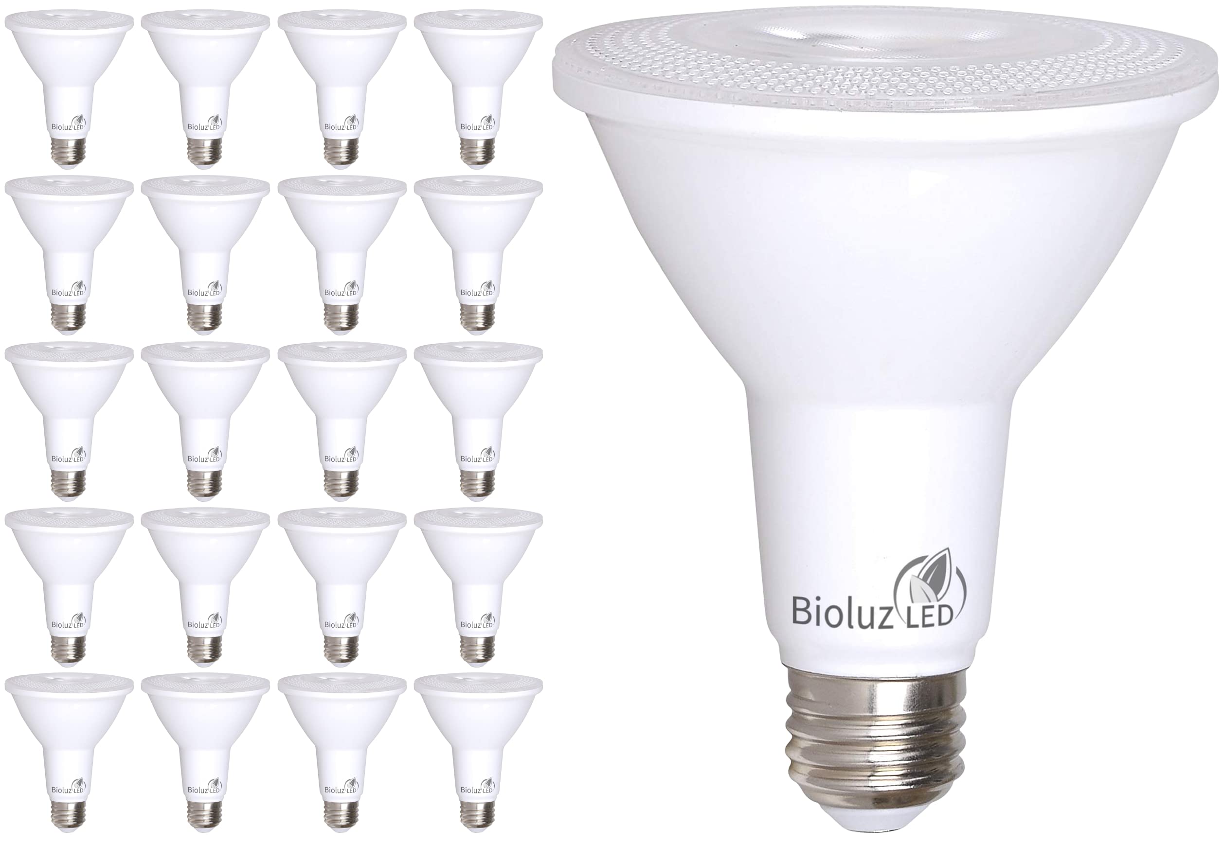 Bioluz LED 20 Pack PAR38 Light Bulbs - 12W (100W Equivalent) Soft White 3000K, Dimmable, 90 CRI, UL Listed - Energy Efficient Flood Lights for Indoor & Outdoor Use - Perfect for Living Room, Kitchen, Garden, and Patio Lighting