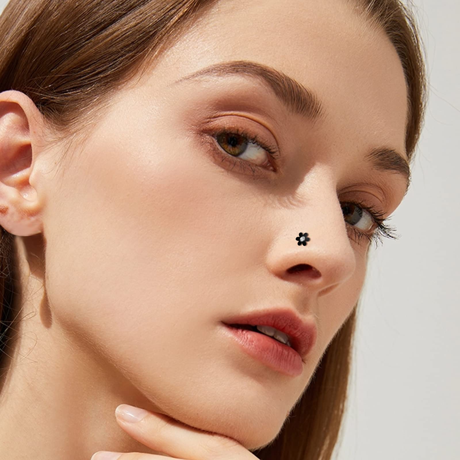 ONESING 29 Pcs Black Nose Rings for Women & Men - L Shape, Studs, Hoop Stainless Steel Nose Jewelry Set | Perfect for Piercing, Gifts & Everyday Wear