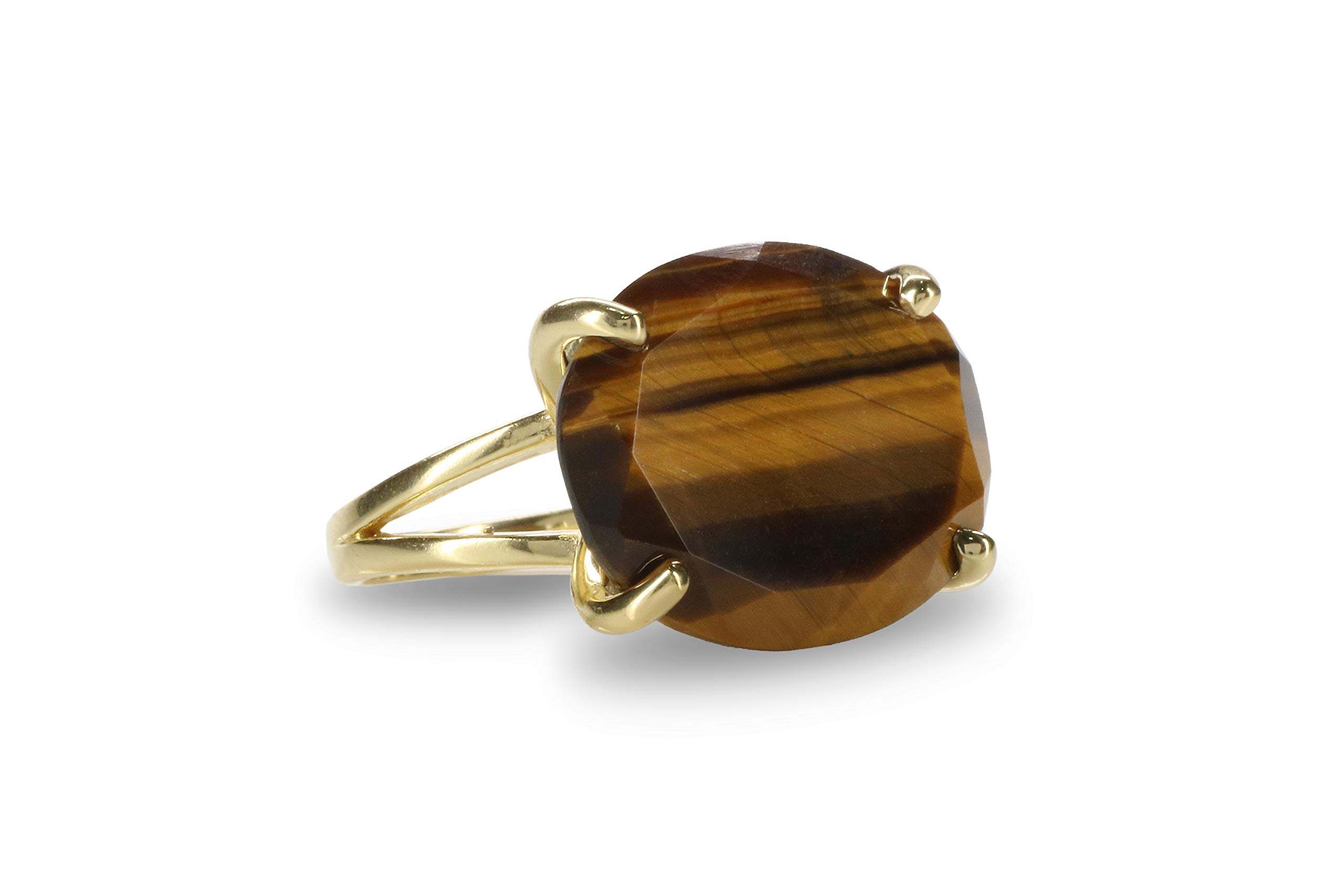 14k Gold Tiger Eye Ring for Women - Handcrafted Elegant Designer Jewelry - Natural Crystal Statement Ring - Adjustable Size for Perfect Fit - Ideal for Everyday Wear, Office & Special Occasions