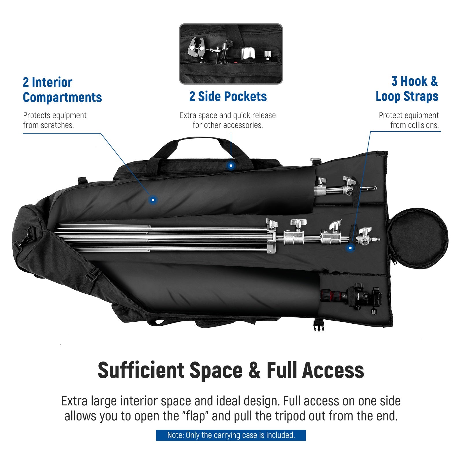NEEWER 47 Inch 1.2m Professional Camera Tripod Carrying Case - Durable Padded Protection for DSLR, Mirrorless, Video Tripods - Perfect for Travel, Photography, Videography, Studio & Outdoor Shoots